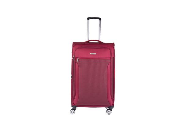 Highbury Burgundy Softside Luggage, Polyester Soft-Shell Spinner/Suitcase Set with 8 Wheels - 28 inches, 24 inches, 20 inches