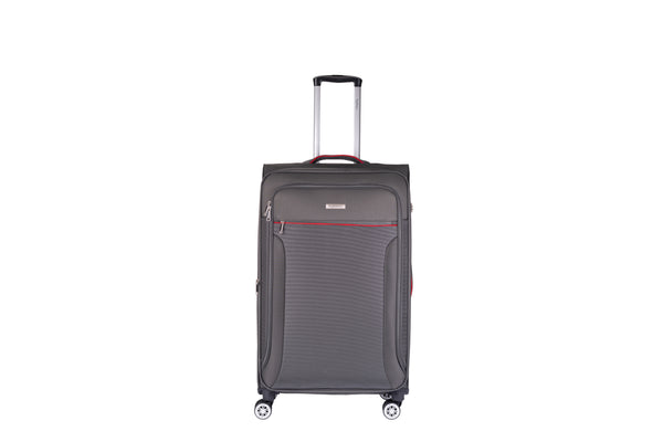 Highbury Dark Grey Softside Luggage, Polyester Soft-Shell Spinner/Suitcase Set with 8 Wheels - 28 inches, 24 inches, 20 inches