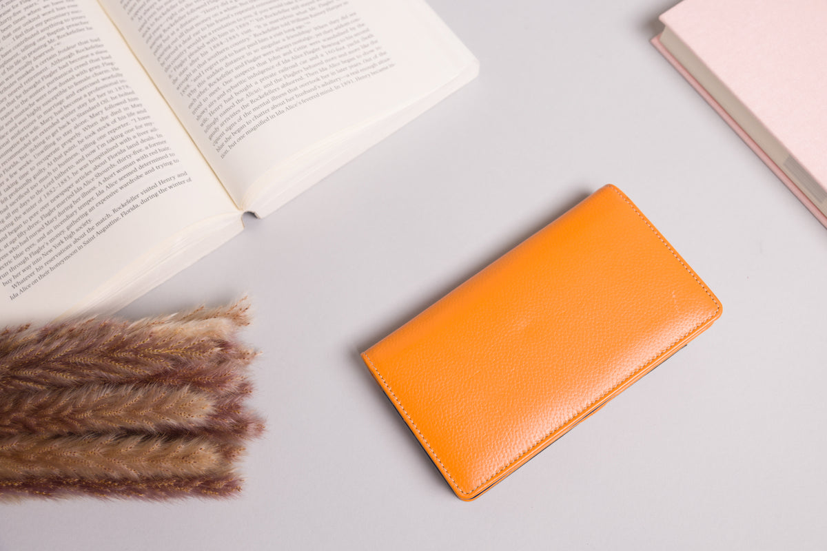 Personalised Orange Leather Purse for Women | RFID Multi-Colour Wallet