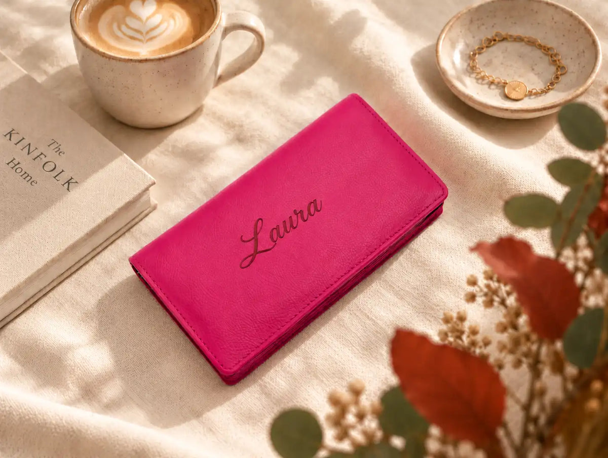 Personalised Pink Leather Purse for Women | RFID Ladies Wallet