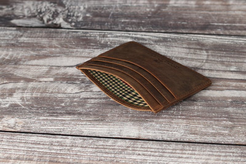 Personalised Engraved Rustic Brown Leather Card Holder Wallet