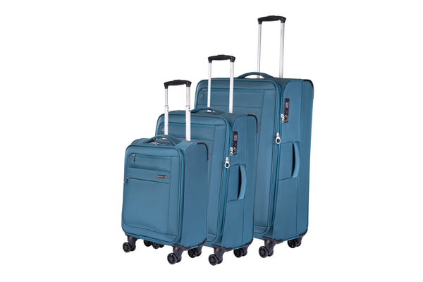 Highbury Teal Softside Luggage, Polyester Soft-Shell Spinner/Suitcase Set with 8 Wheels - 28 inches, 24 inches, 20 inches