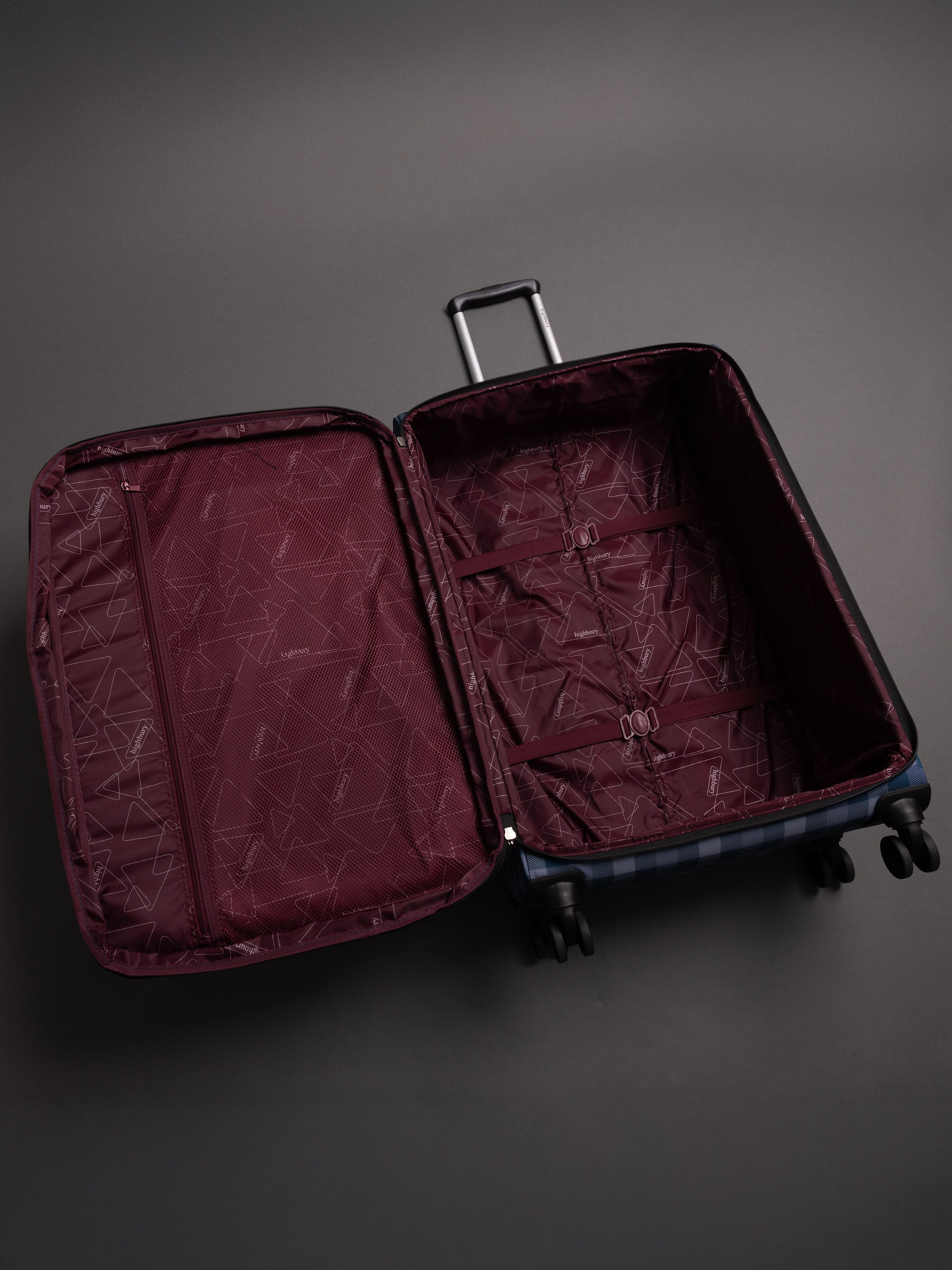 Highbury 3-Piece Luggage Set with 8 Spinner Wheels – Polyester Suitcases 20", 24", 28" (Cabin, Medium & Large)