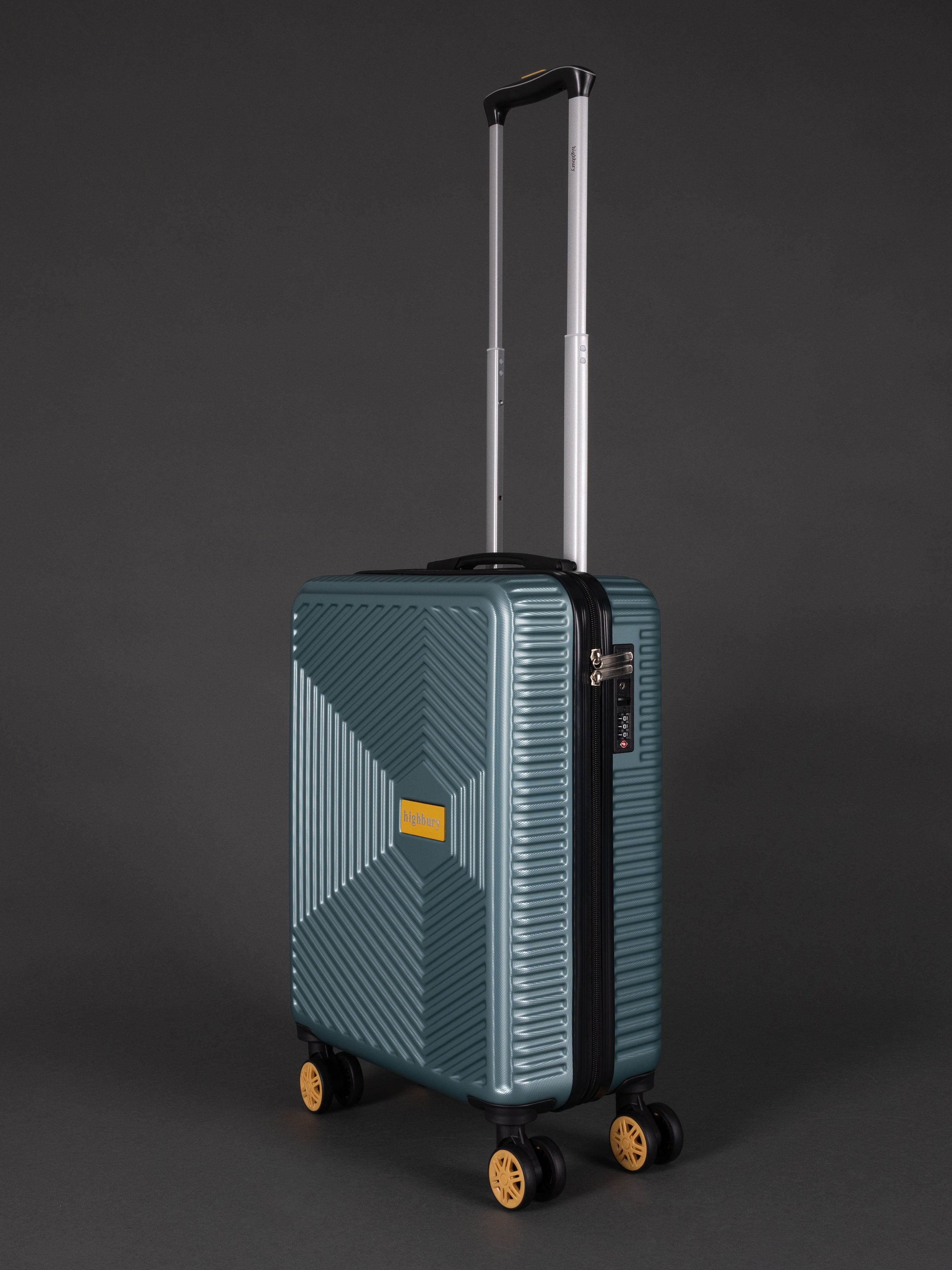 "20 inch sage green cabin suitcase with spinner wheels"