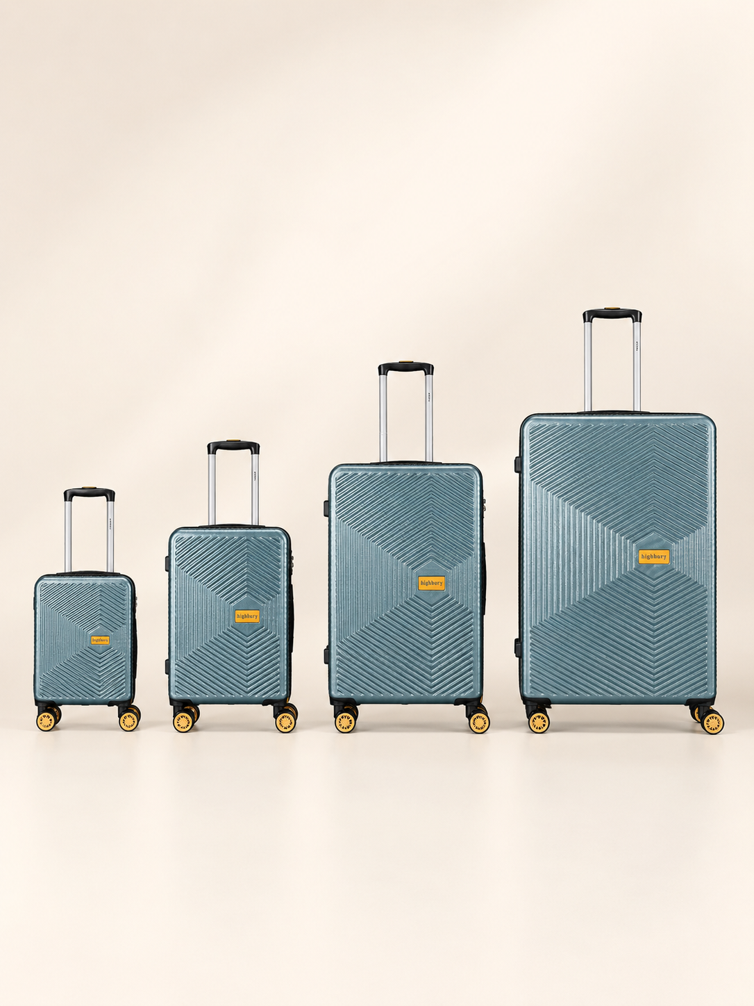 Highbury Sage Green Hardside 4-Piece Luggage Set – Polypropylene Suitcases with 8 Spinner Wheels (14", 16", 25", 29")