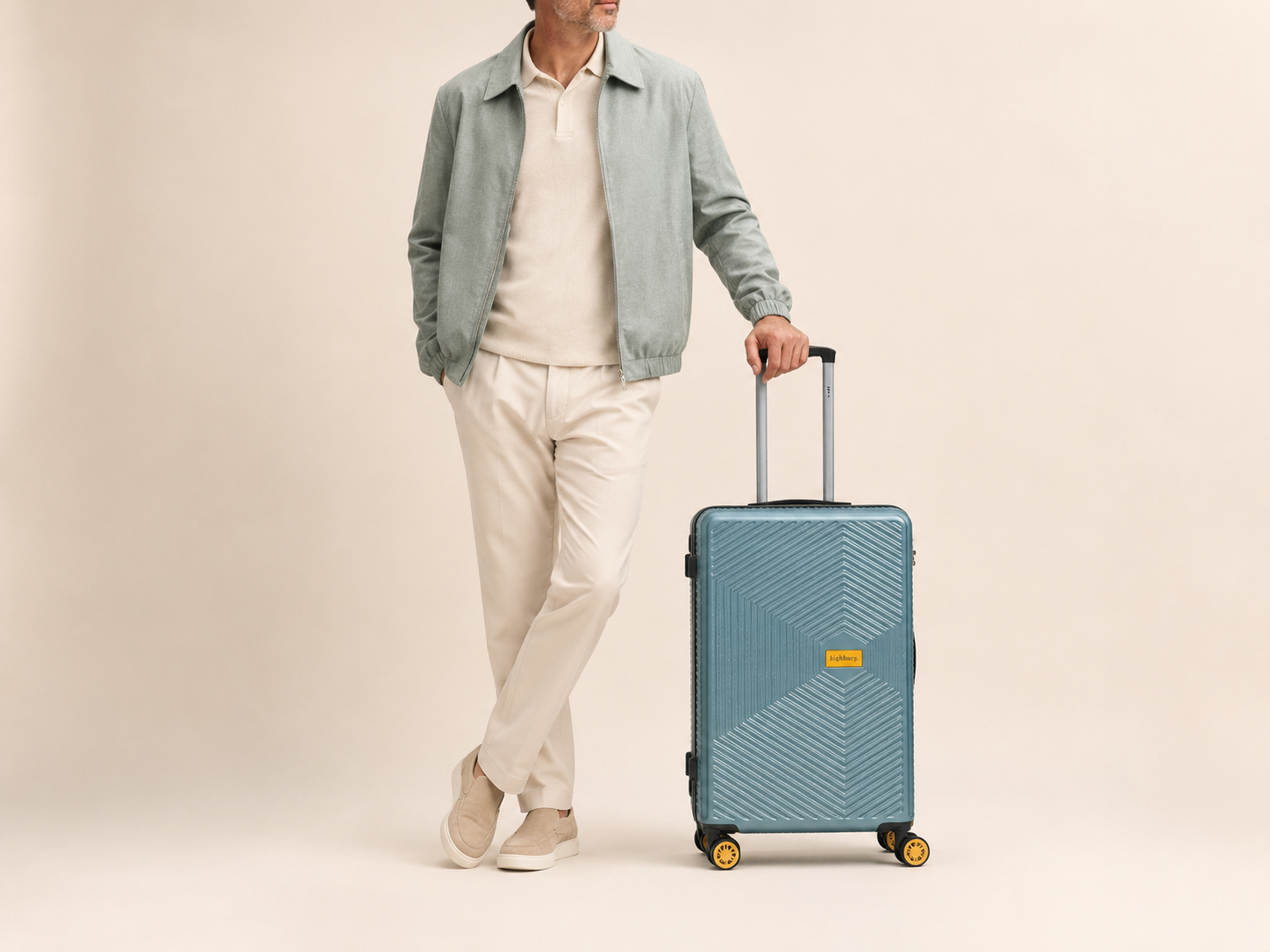 Highbury Sage Green Hardside 4-Piece Luggage Set – Polypropylene Suitcases with 8 Spinner Wheels (14", 16", 25", 29")