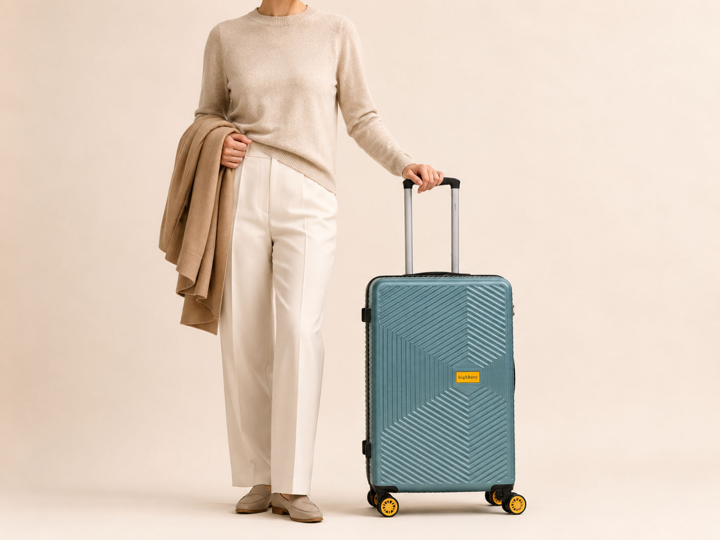 Highbury Sage Green Hardside 4-Piece Luggage Set – Polypropylene Suitcases with 8 Spinner Wheels (14", 16", 25", 29")
