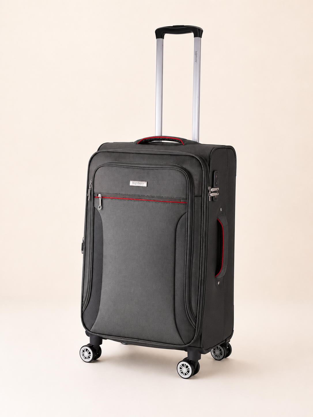 Highbury Grey Soft Shell Luggage Set of 3 | TSA Lock | 8 Spinner Wheels