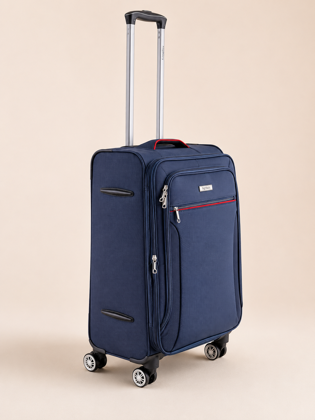 Highbury Navy Soft Shell Luggage Set of 3 | TSA Lock | 8 Spinner Wheels
