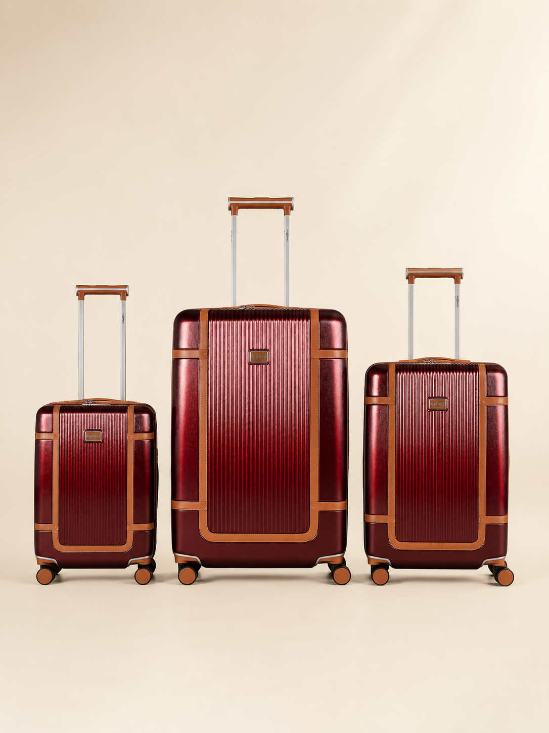 Highbury Elegance Burgundy TSA Hard-Shell 4-Wheel Spinner Luggage Set – 10 Year Warranty