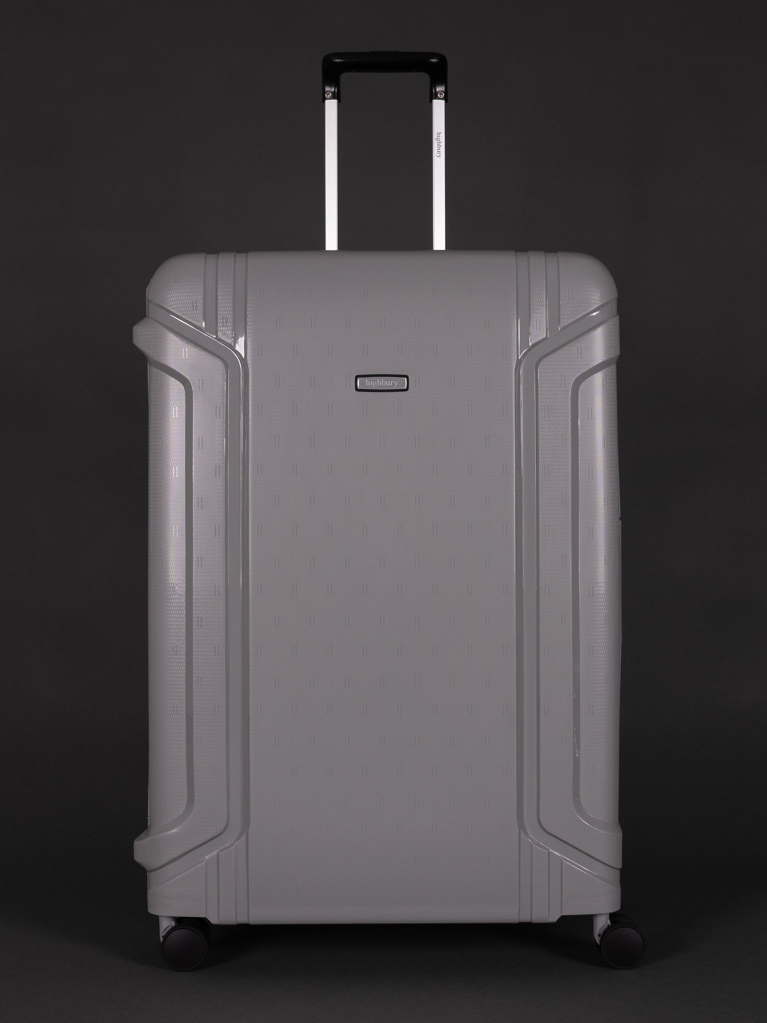 Highbury Guard Silver Hard Shell Luggage – TSA Lock Suitcase with 8 Spinner Wheels (3 Piece Set or Individual Sizes, 10-Year Warranty)