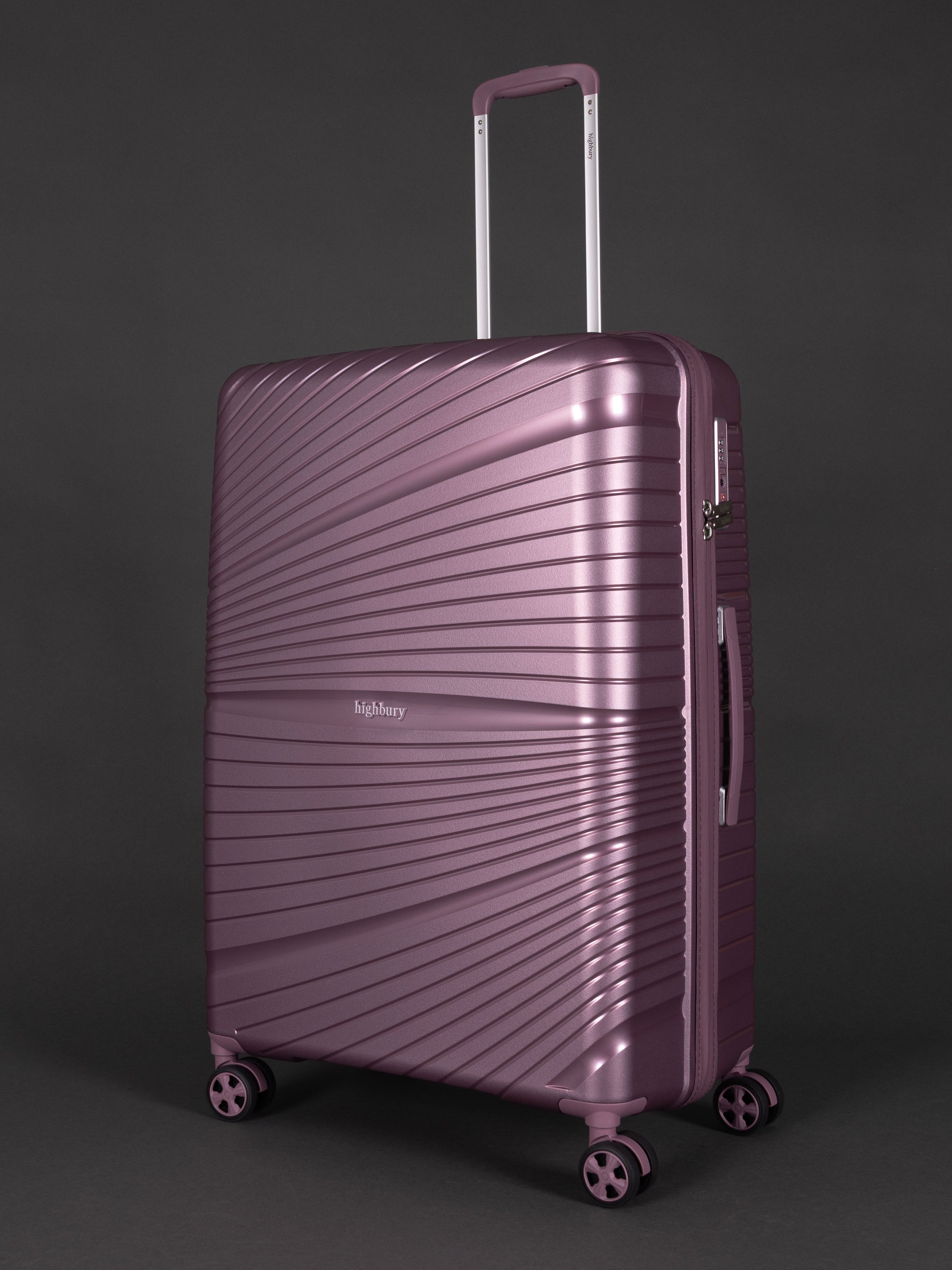 "Highbury Helios ultra-light orchard purple polypropylene luggage set with TSA lock – 3 suitcases"