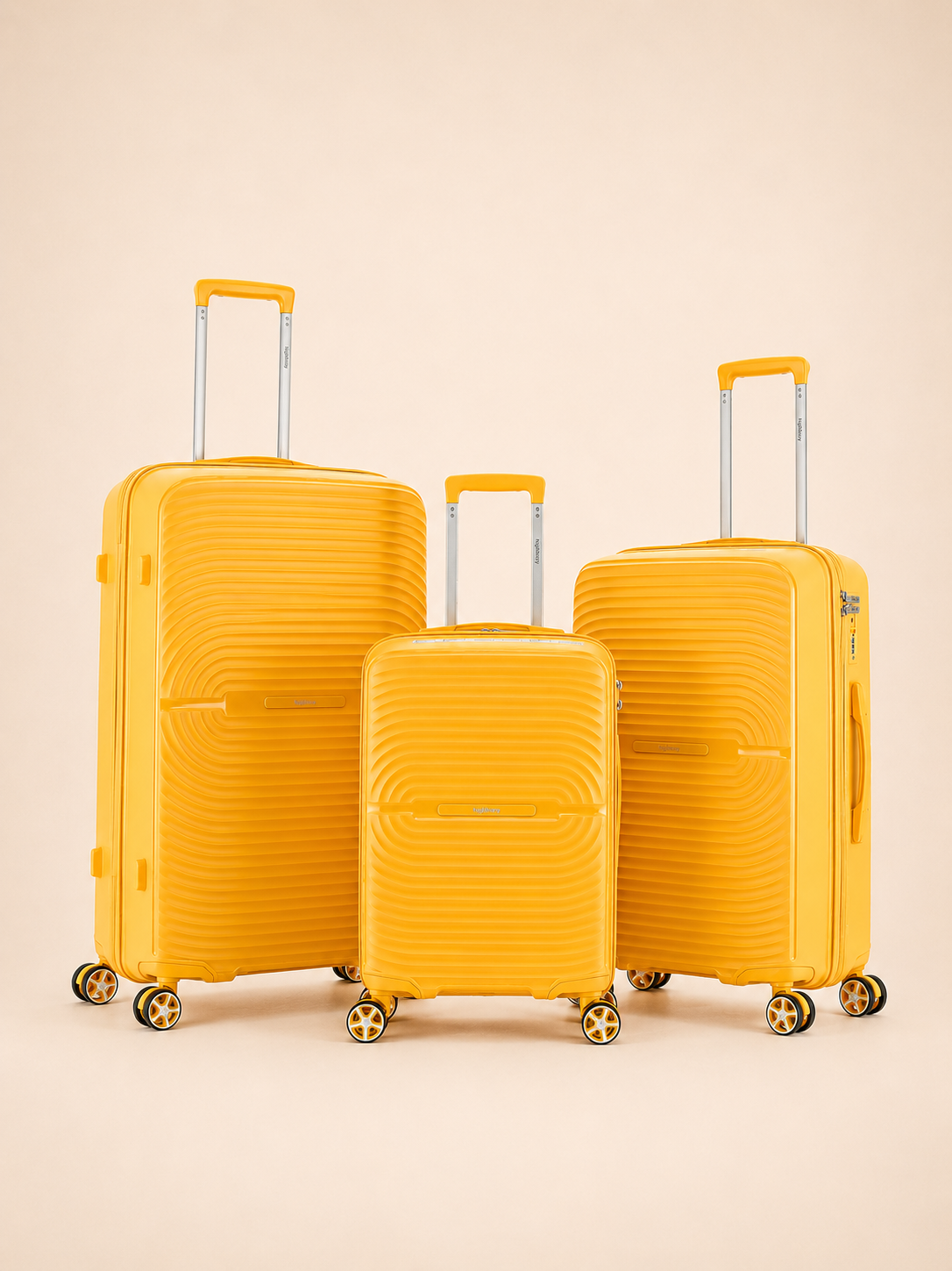 Highbury Venice Yellow Hard Shell Luggage Set of 3 | Polypropylene TSA Lock Suitcases