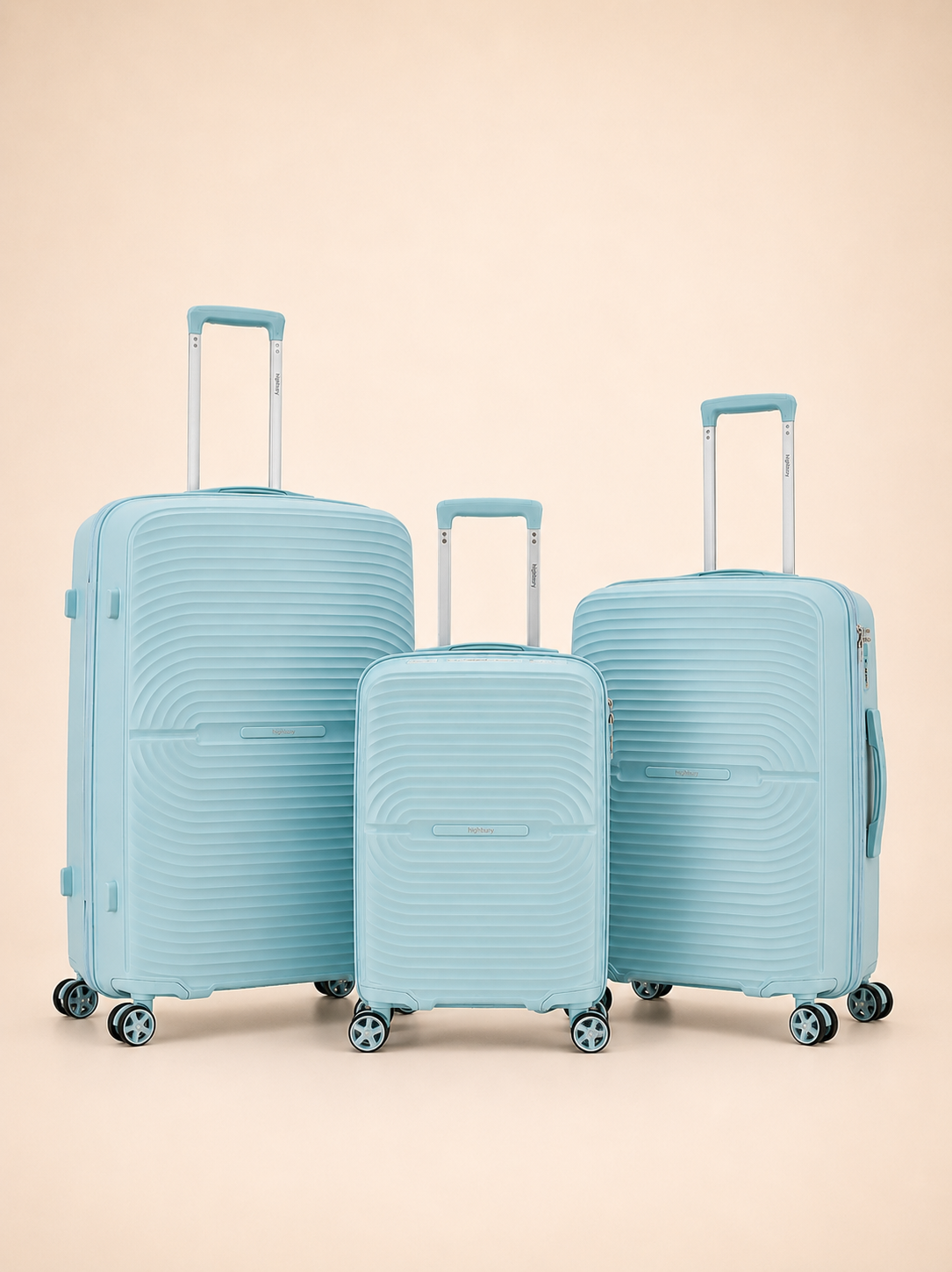 Highbury Venice Blue Hard Shell Luggage Set of 3 | Polypropylene Suitcases