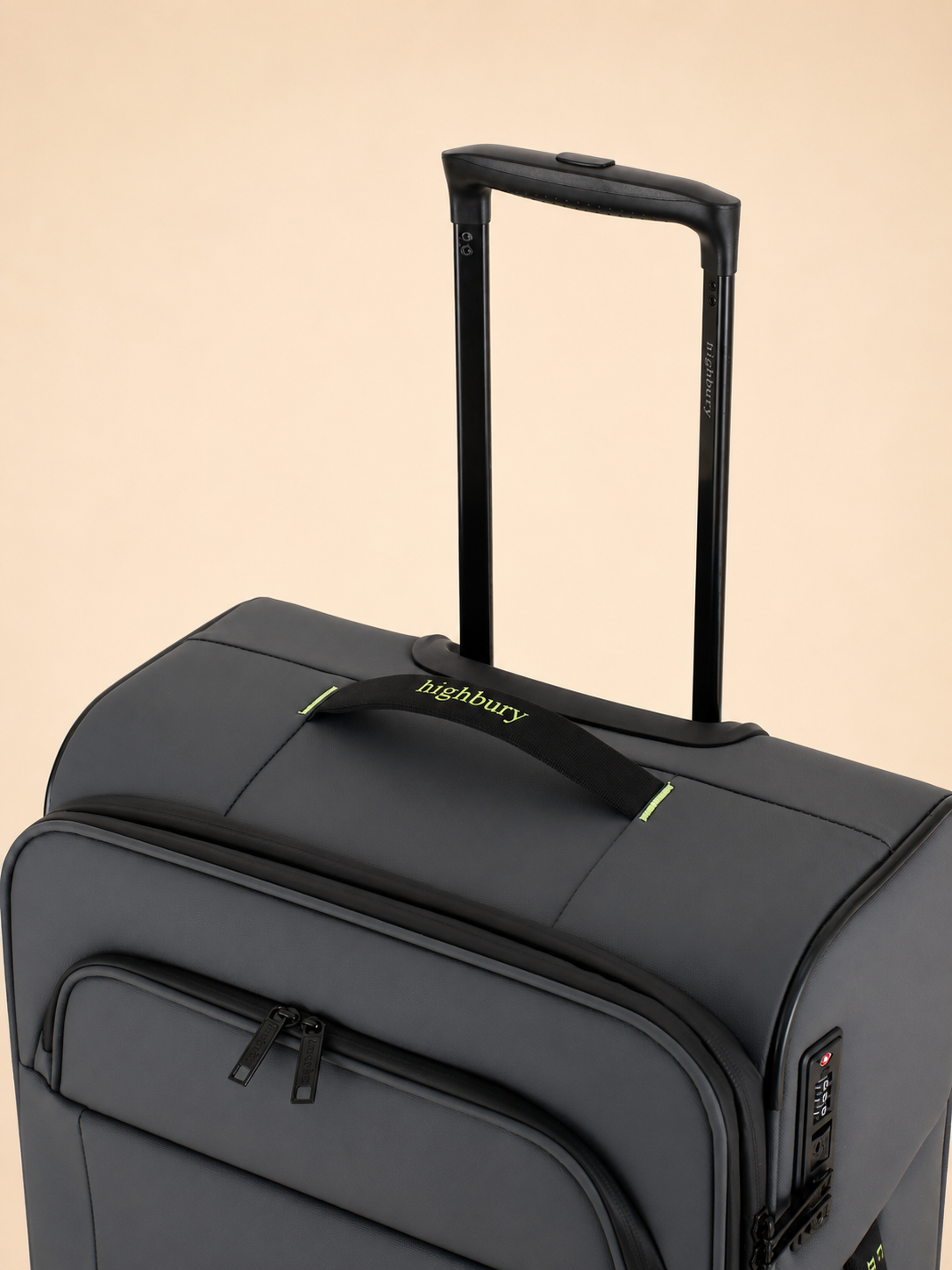 Highbury Grey Soft Shell Luggage Set of 3 | TSA Lock Spinner Suitcases
