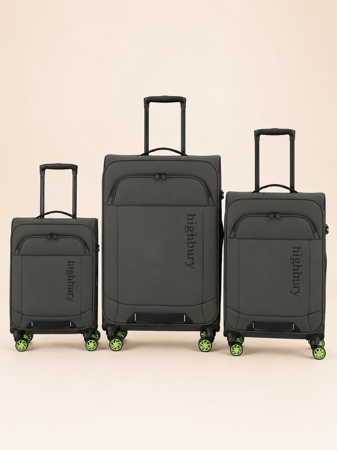 Highbury Olive Soft Shell Luggage Set of 3 | TSA Lock Spinner Suitcases