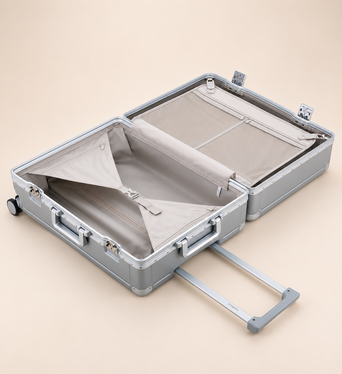 Highbury Cargo Silver Aluminium Frame Luggage Set of 3 | Zipless TSA Lock Suitcases