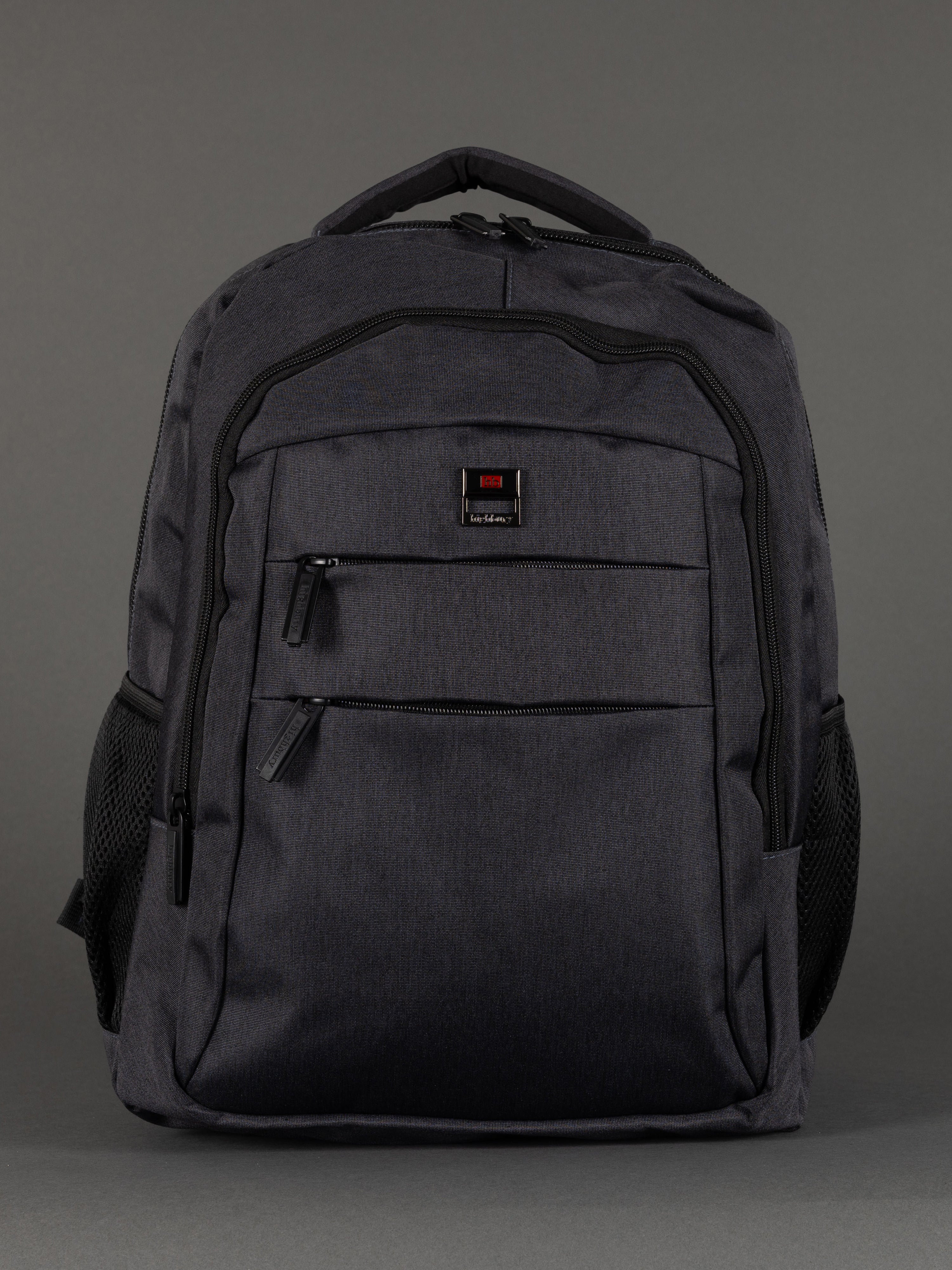 "Highbury 18-inch grey 1680D polyester laptop backpack with USB charging port"