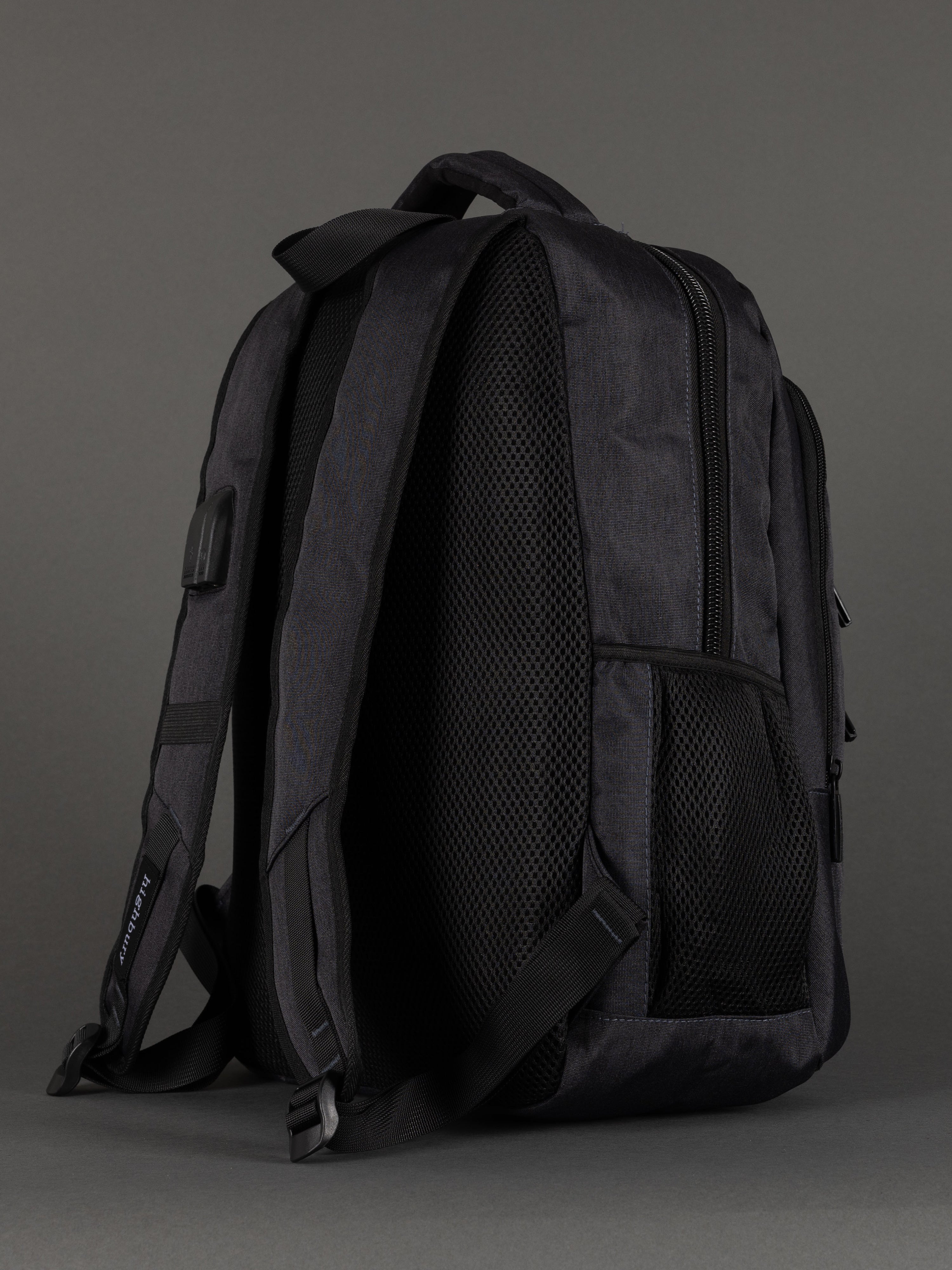 "Christmas gift idea – grey laptop backpack with USB charging port"