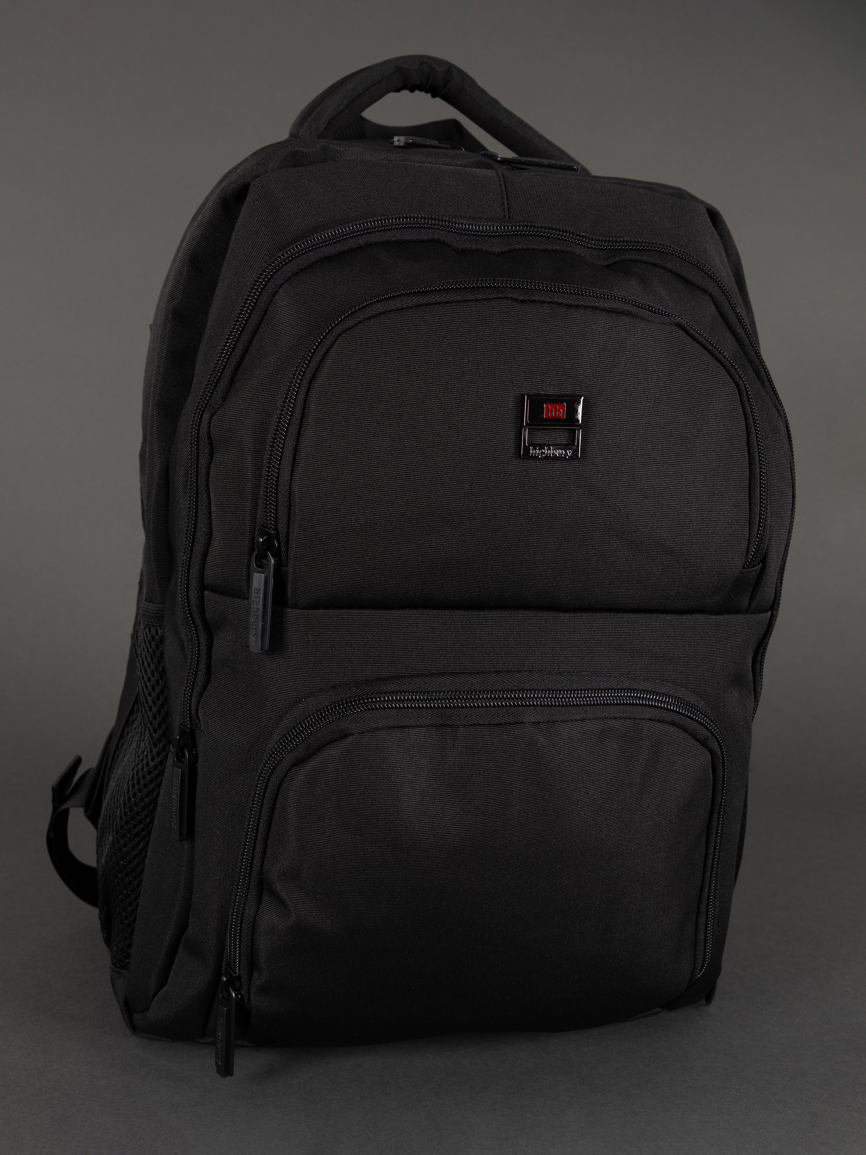 "Water-resistant 1680D laptop backpack in black"