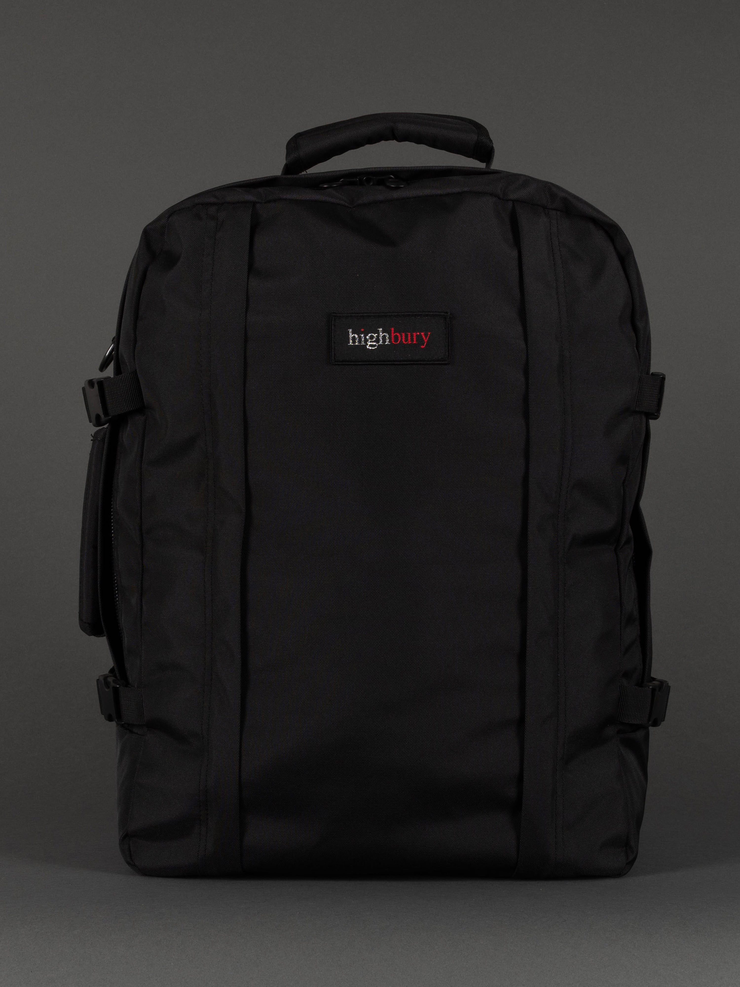 "Highbury 20-inch black 1680D polyester cabin laptop backpack"