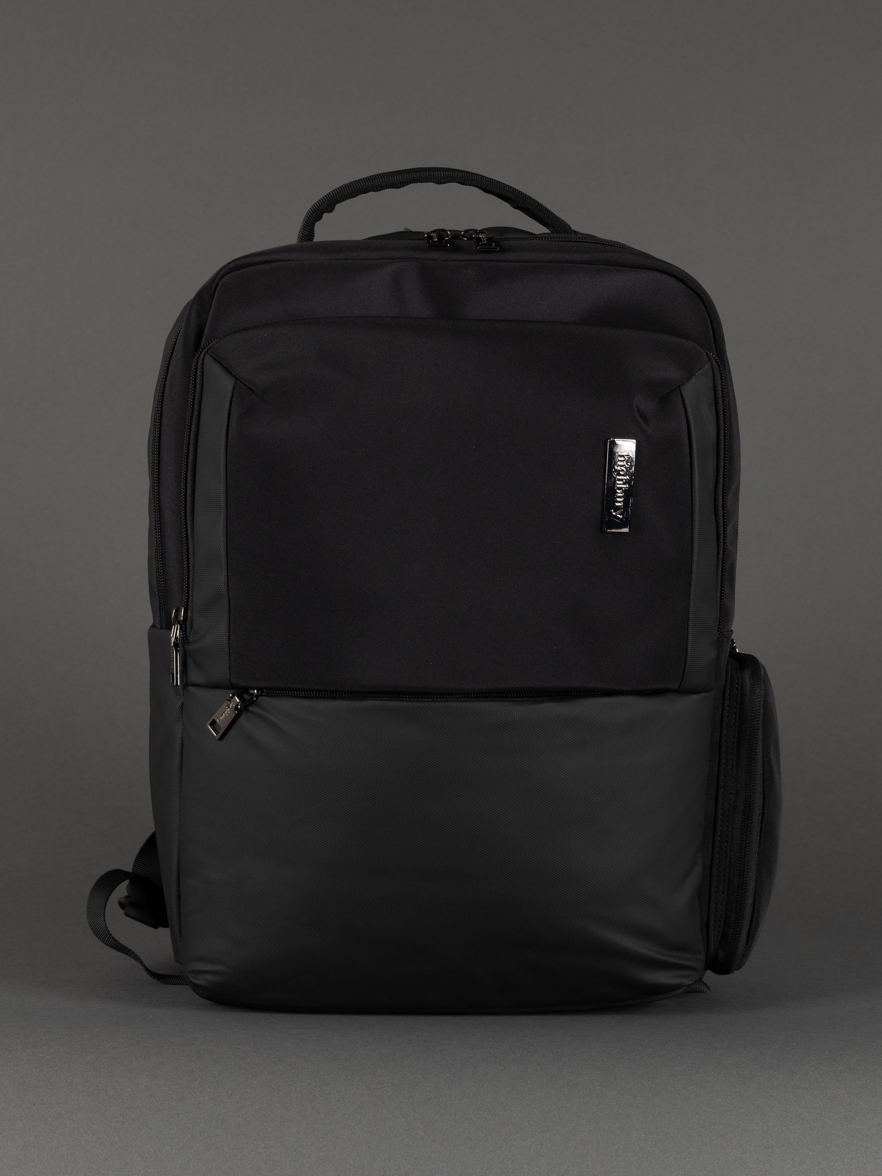 "Highbury 17-inch black cabin backpack with organiser sections"