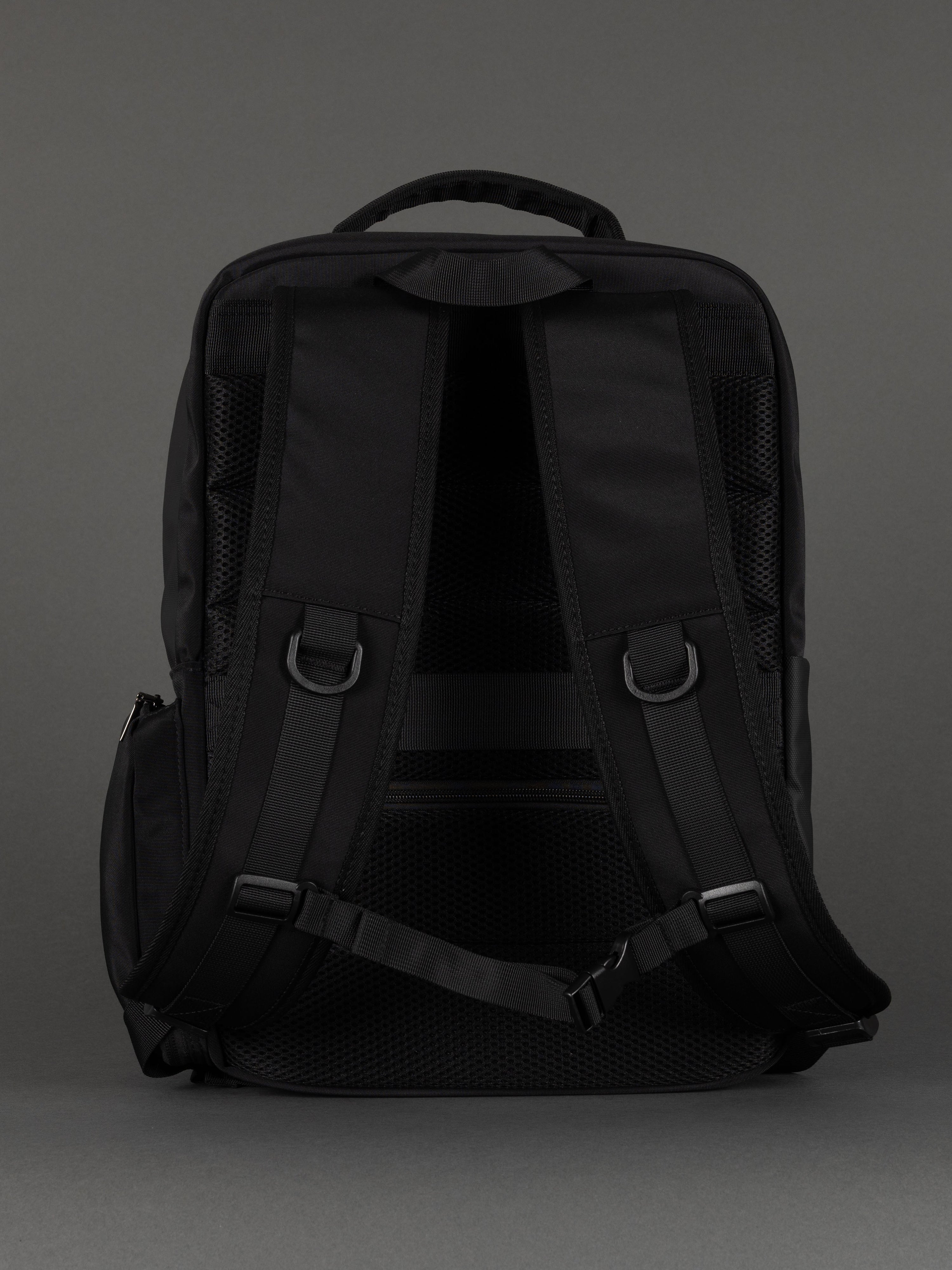 Durable black polyester cabin-size backpack