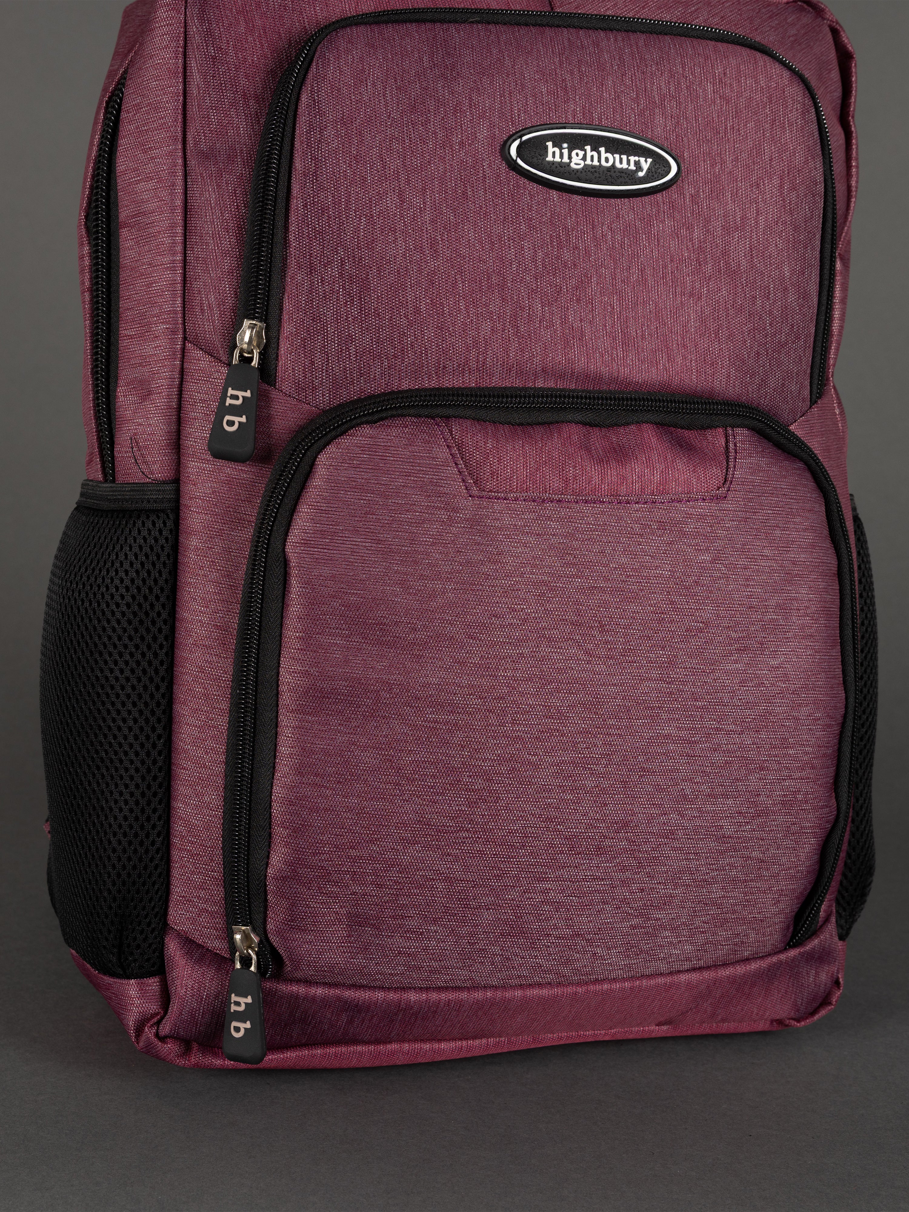 Highbury 18-Inch Burgundy Laptop Backpack – Polyester Cabin-Size Work, School & Travel Bag