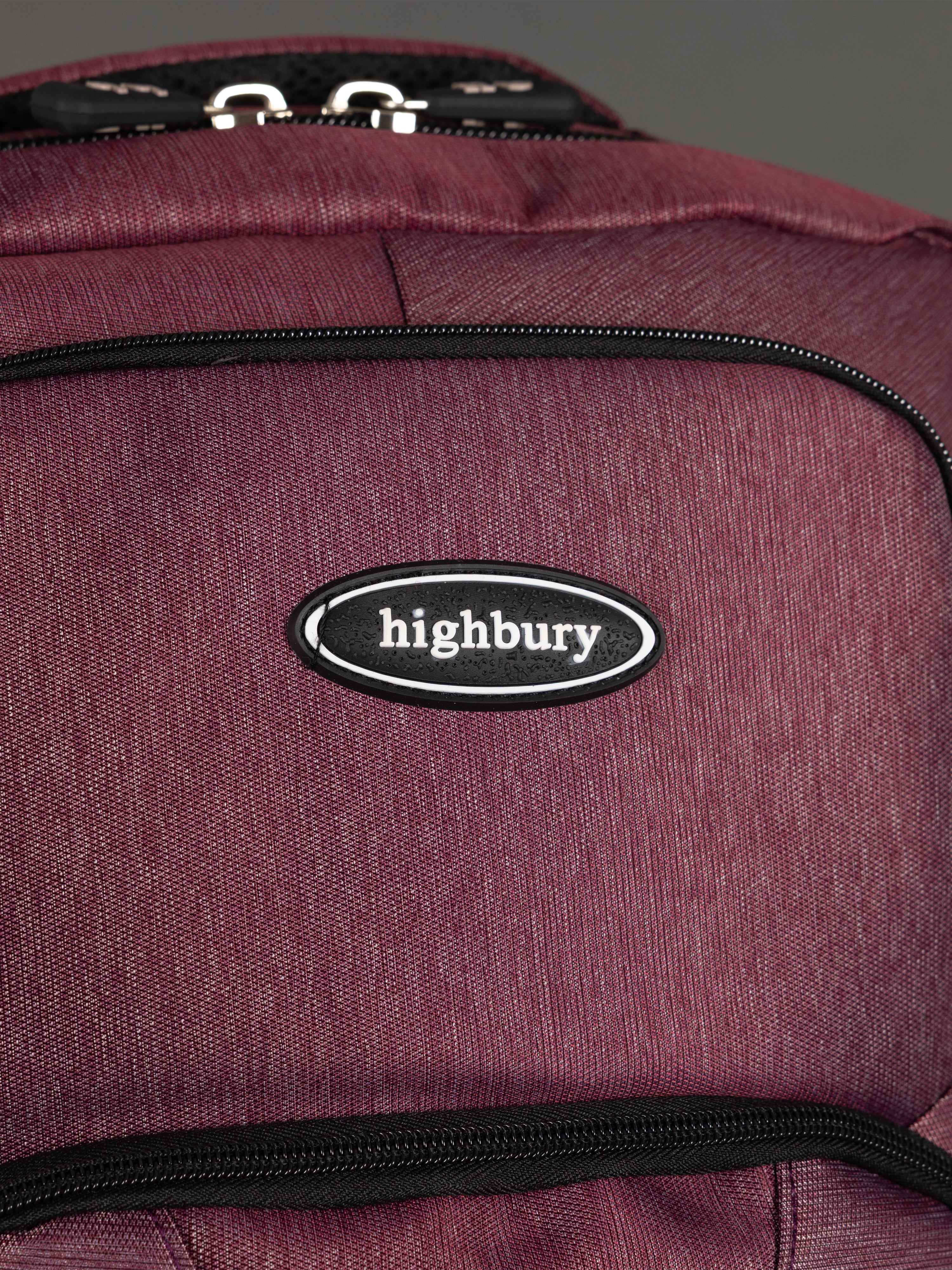 Highbury 18-Inch Burgundy Laptop Backpack – Polyester Cabin-Size Work, School & Travel Bag