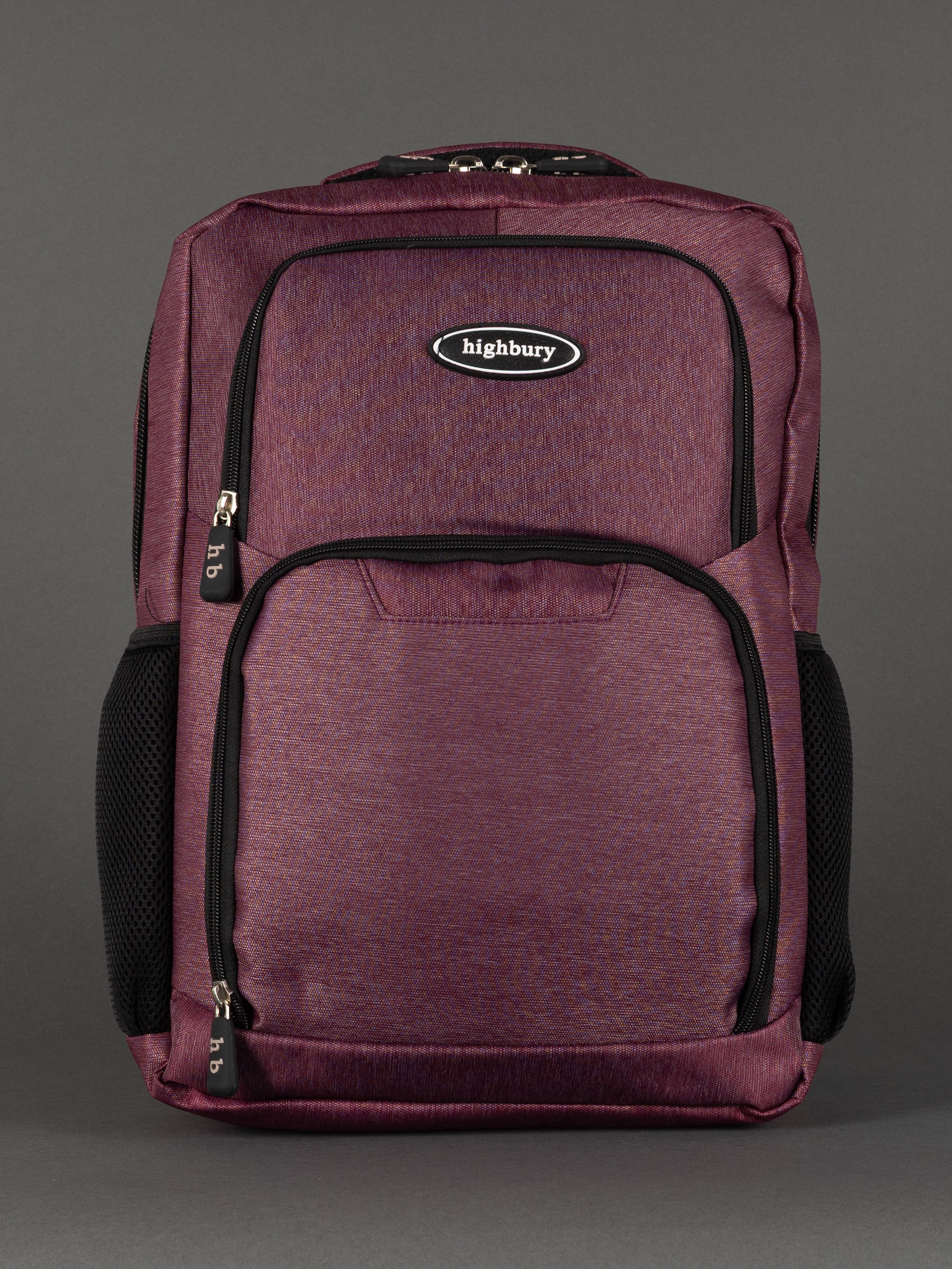 "Highbury 18-inch burgundy polyester laptop backpack cabin size"