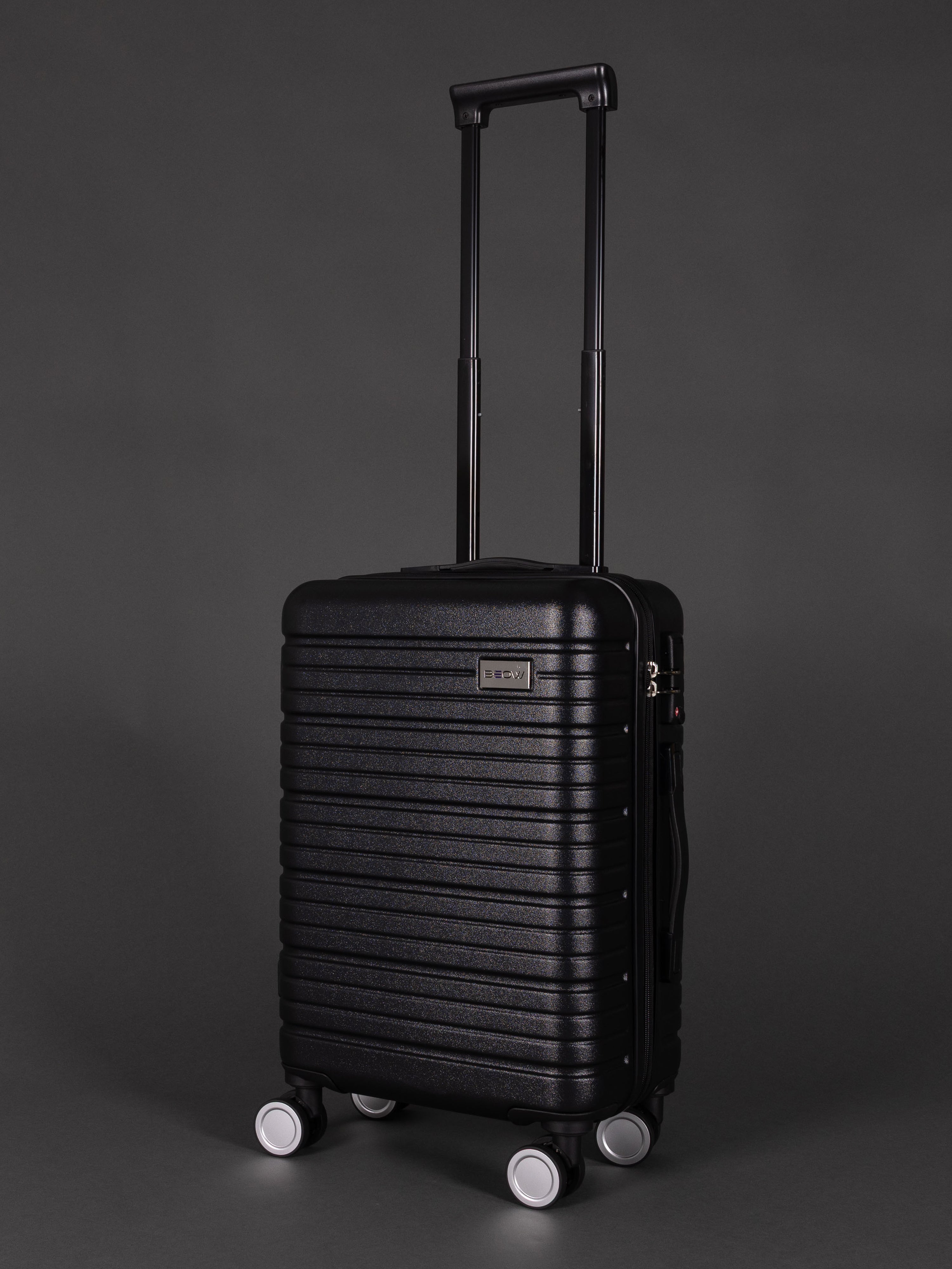 BEOW 3 Piece Black Luggage Set – 20", 24" & 28" Suitcases with Expandable Hard Shell, Spinner Wheels & TSA Locks