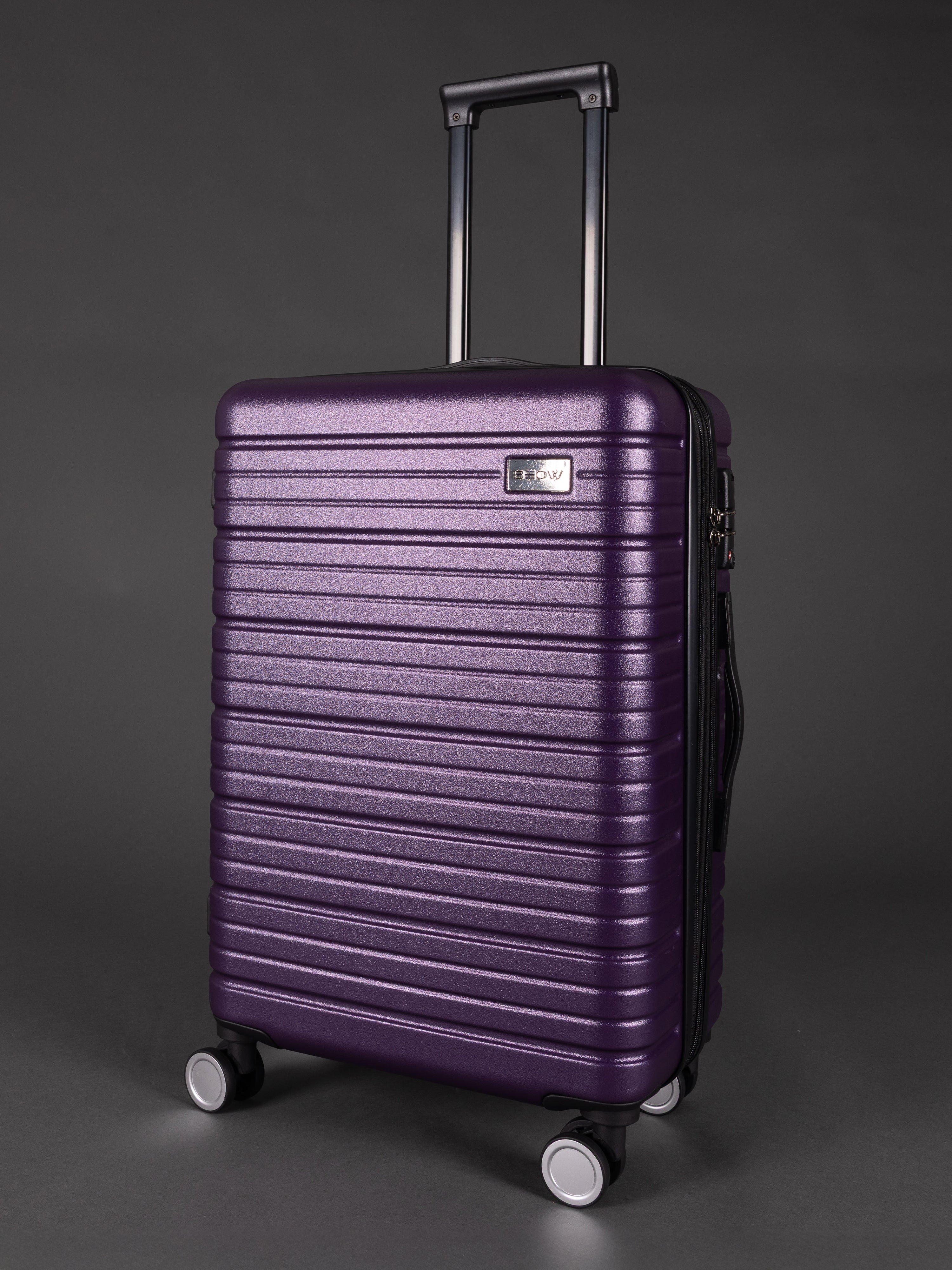 BEOW 3 Piece Purple Luggage Set – 20", 24" & 28" Suitcases with Expandable Hard Shell, Spinner Wheels & TSA Locks