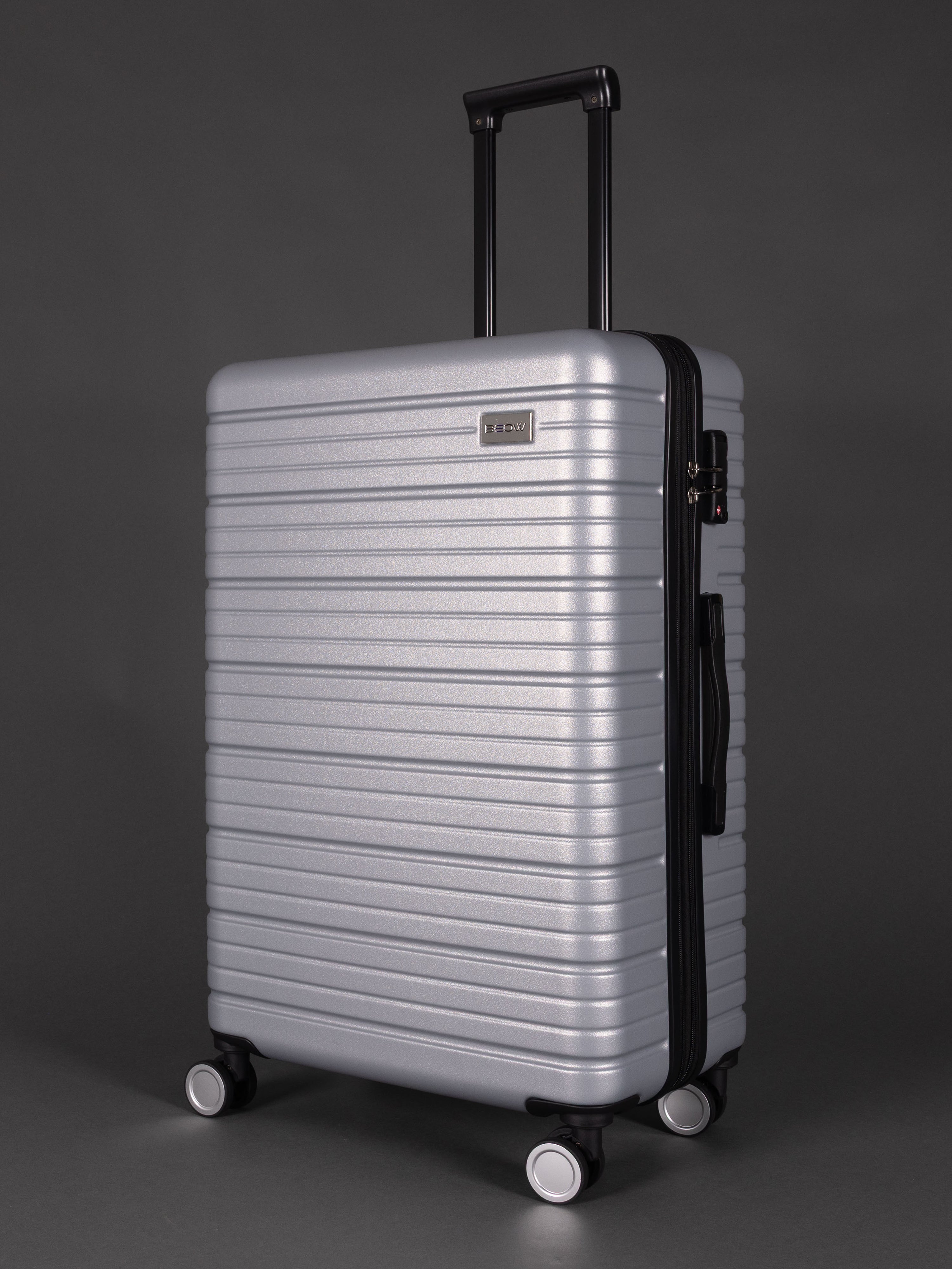 “BEOW 3 piece silver luggage set – expandable suitcase set with TSA locks and spinner wheels”