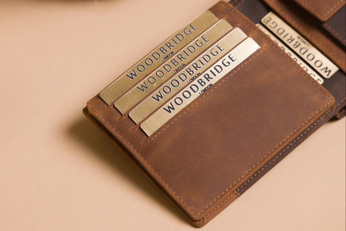 Personalised Brown & Cognac Leather Wallet – Bifold with Coin Pocket