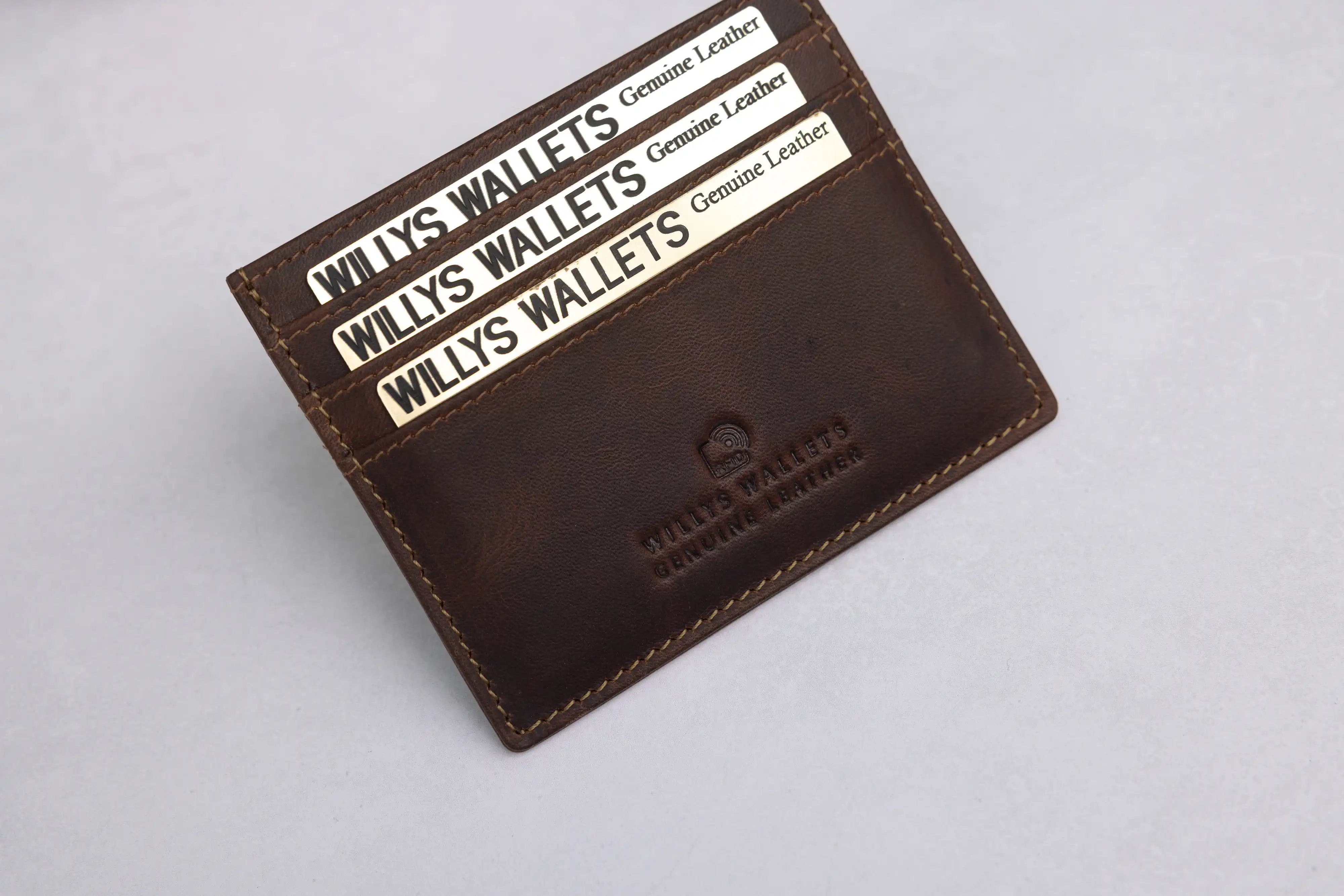 Personalised Brown Leather Card Holder – Slim RFID Wallet