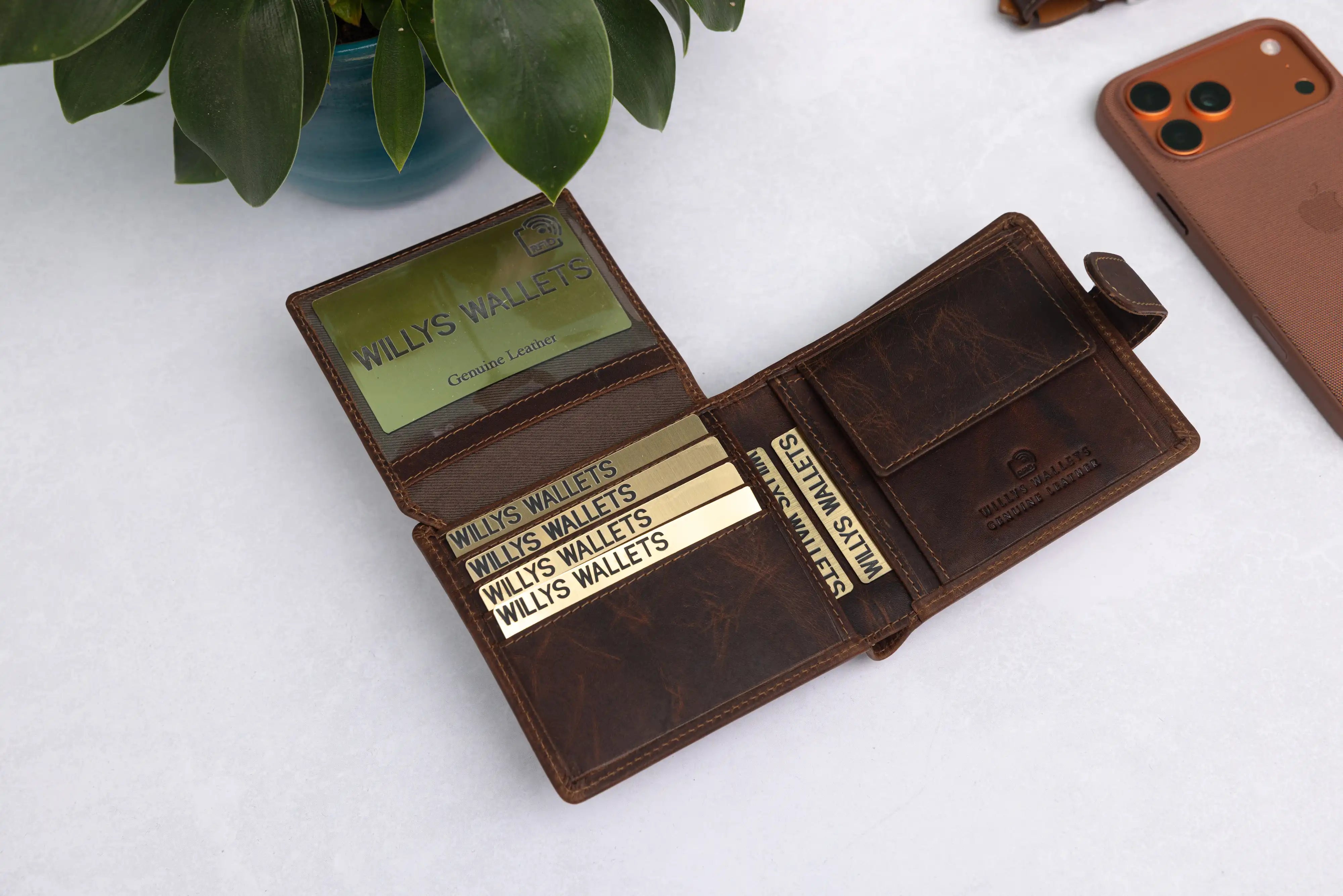 Personalised Brown Leather Wallet – Bifold with Coin Pocket