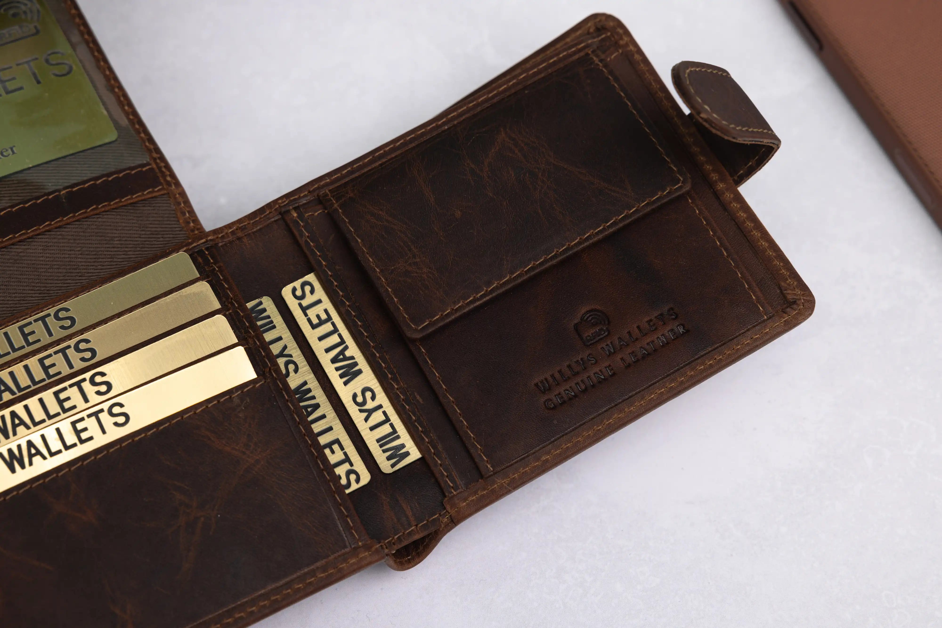 Personalised Brown Leather Wallet – Bifold with Coin Pocket