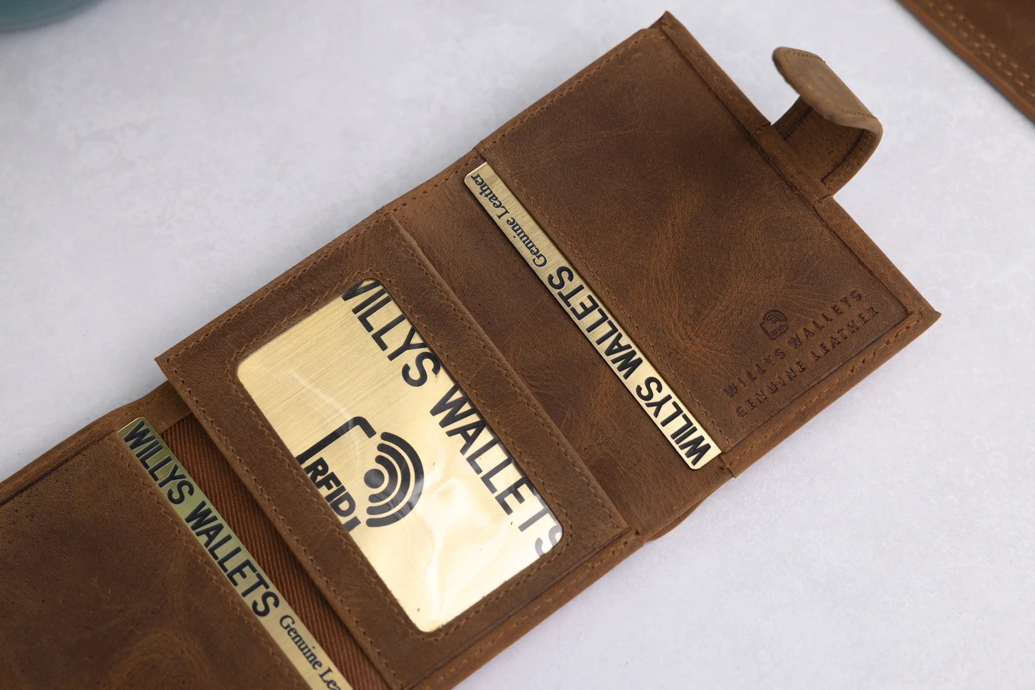 Personalised 6-Card Cognac Pop-Up Wallet – RFID Secure, Compact & Stylish