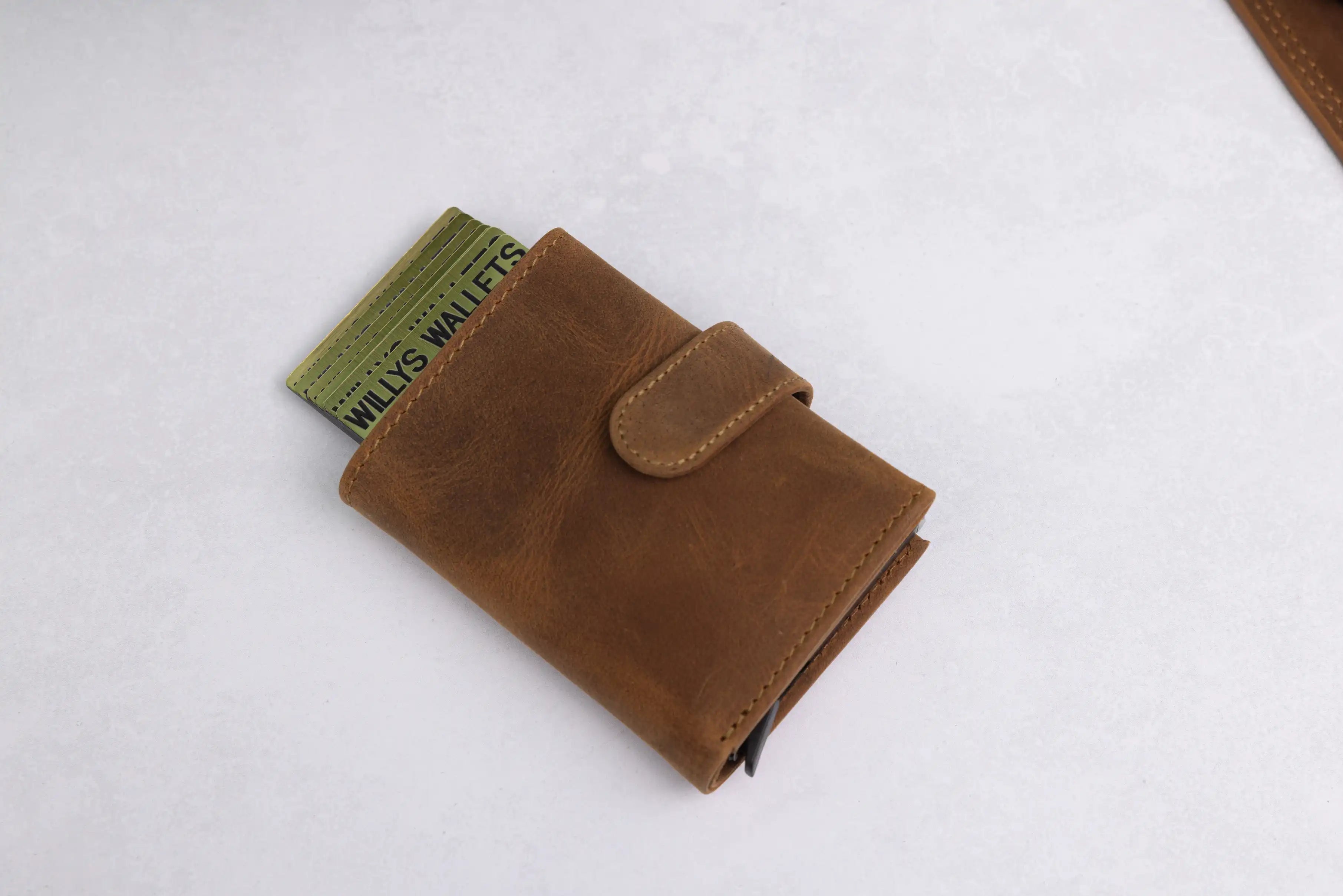 Personalised 6-Card Cognac Pop-Up Wallet – RFID Secure, Compact & Stylish