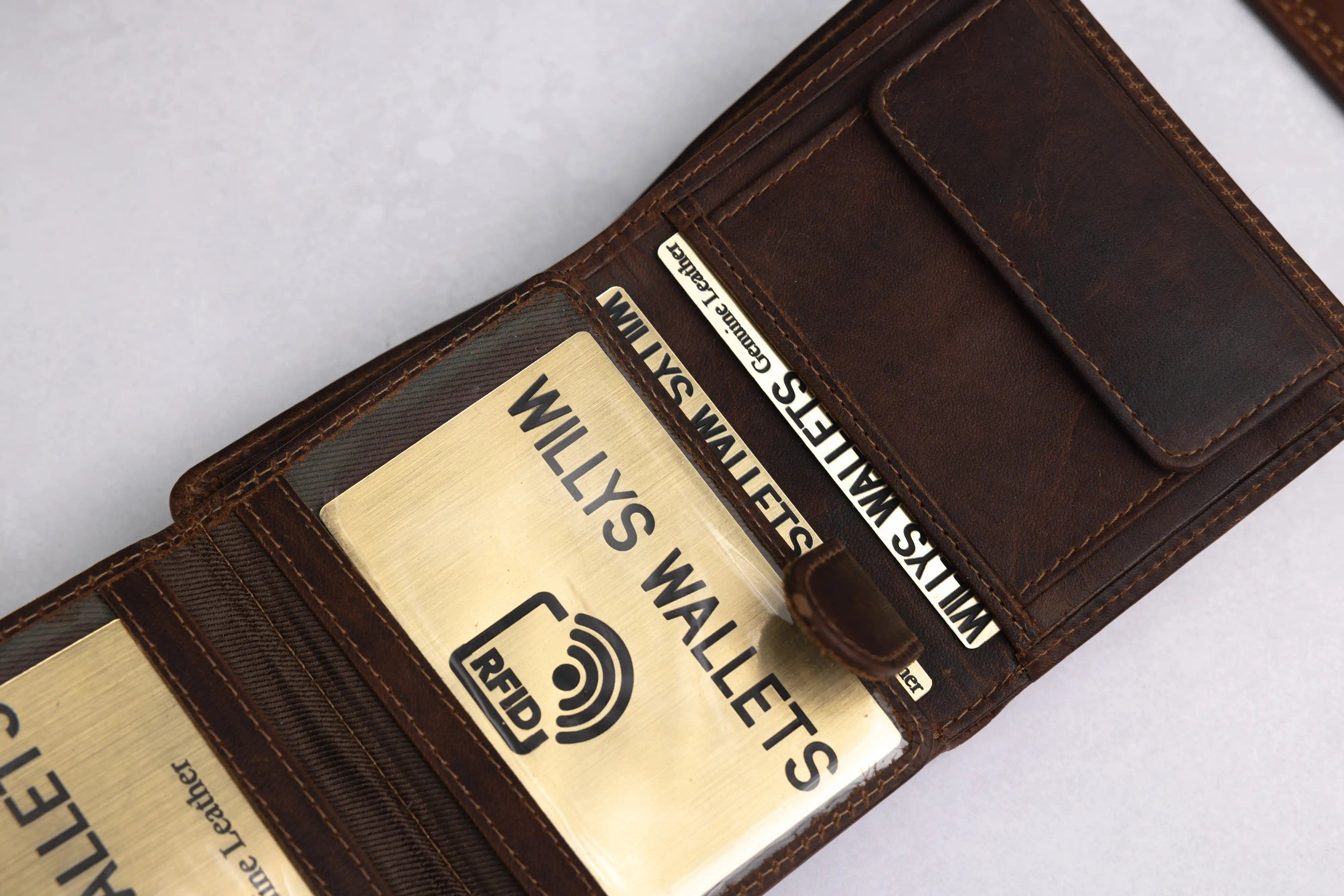 Personalised Brown Leather Wallet – Trifold Design with RFID Protection