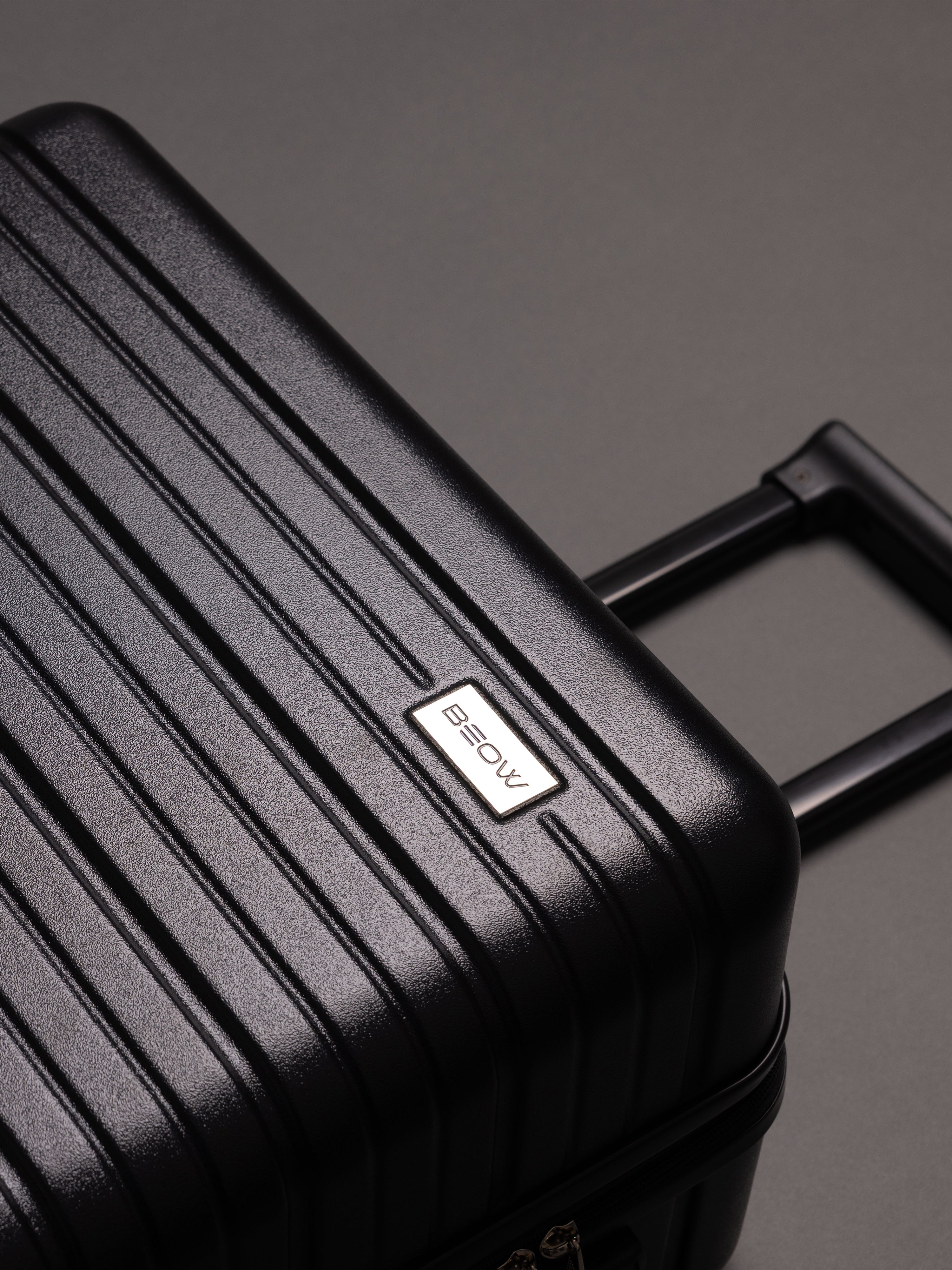 BEOW 3 Piece Black Luggage Set – 20", 24" & 28" Suitcases with Expandable Hard Shell, Spinner Wheels & TSA Locks