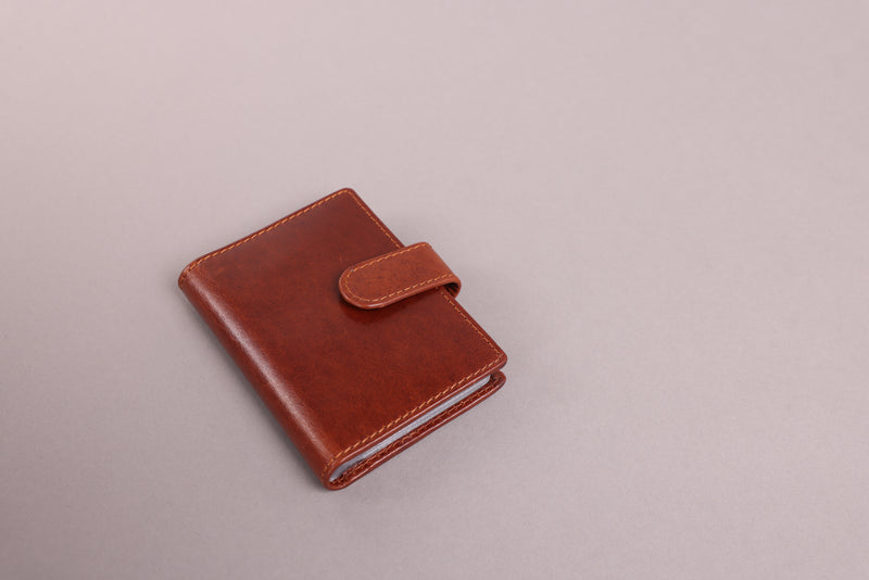 Personalised Engraved Cognac Bifold Leather Card Holder Wallet