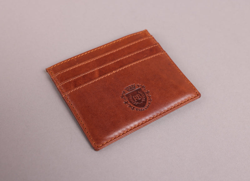 Personalised Engraved Cognac Leather Card Holder Wallet