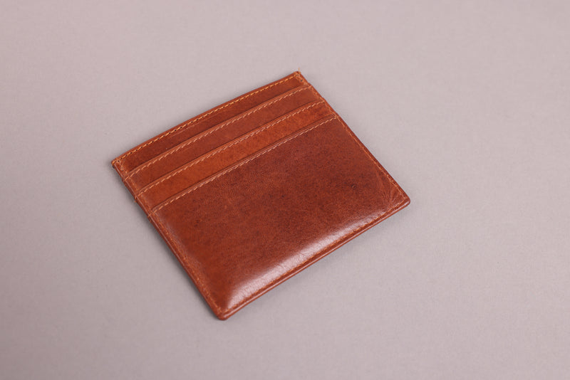 Personalised Engraved Cognac Leather Card Holder Wallet