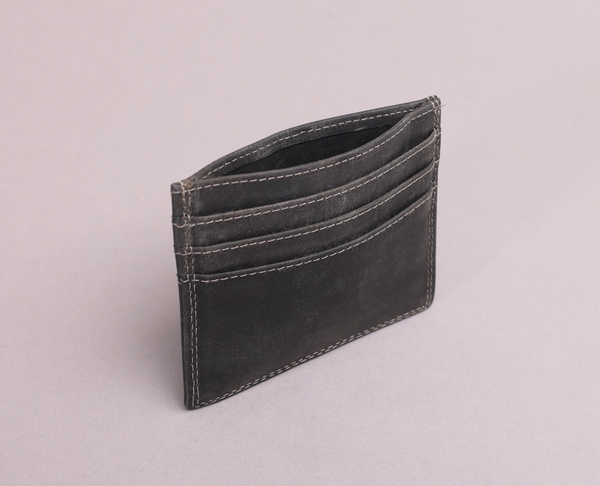 Personalised Engraved Black Hunter Leather Card Holder Wallet