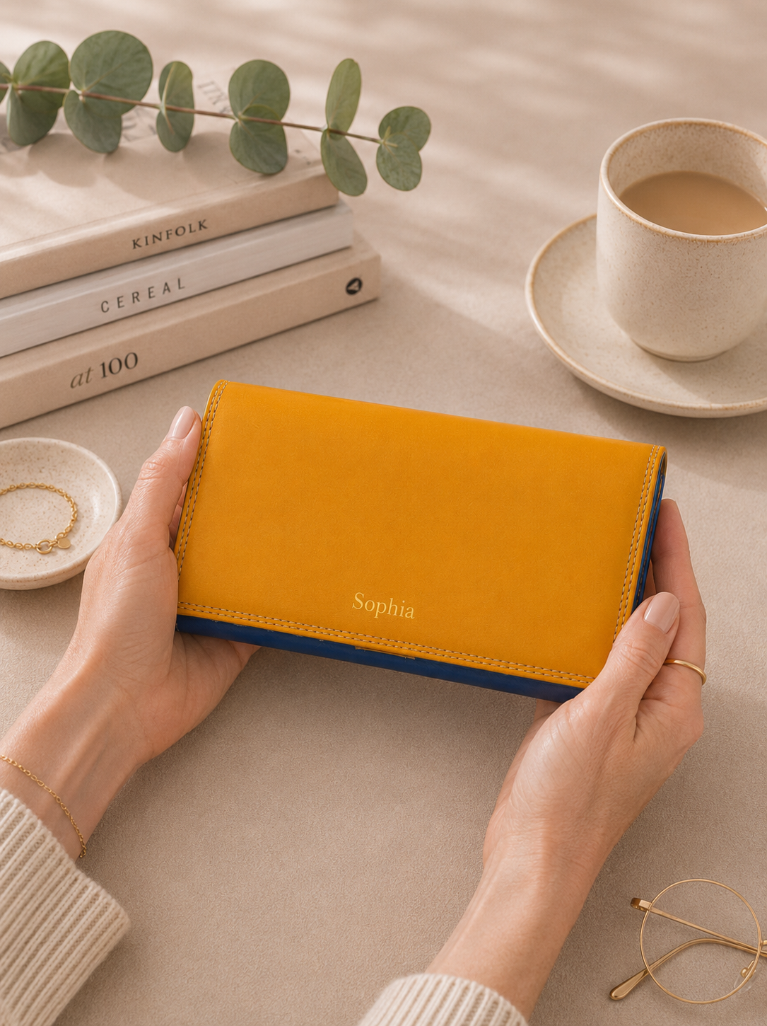 Personalised Glacier Multi Leather Purse – Women's RFID Long Wallet with 14 Card Slots & Coin Pocket