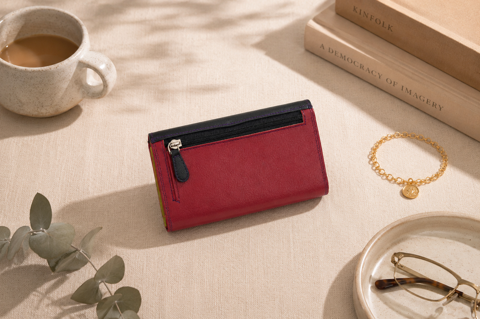 Personalised Midnight Multi Leather Purse – Women's RFID Long Wallet with 14 Card Slots & Coin Pocket