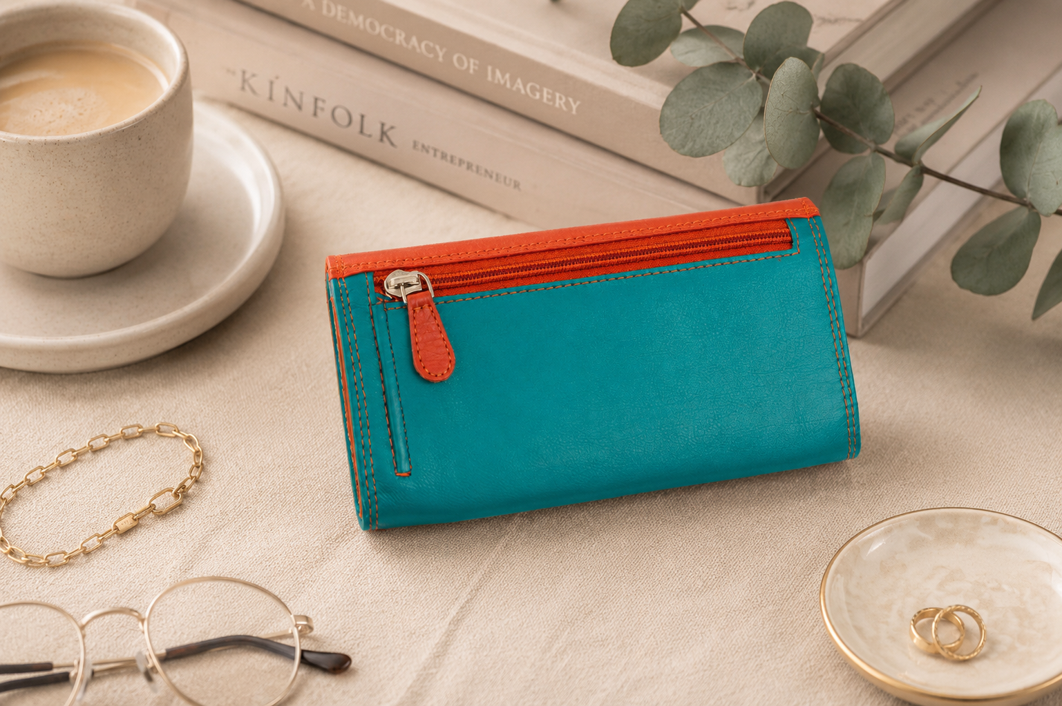Personalised Seville Multi Leather Purse – Women's RFID Long Wallet with 14 Card Slots & Coin Pocket