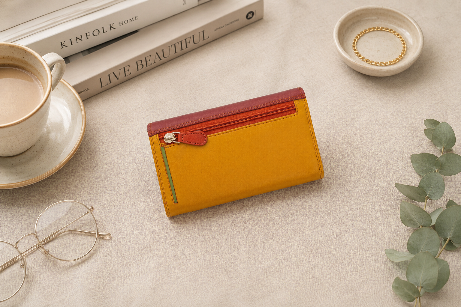 Personalised Spice Multi Leather Purse – Women's RFID Long Wallet with 14 Card Slots & Coin Pocket
