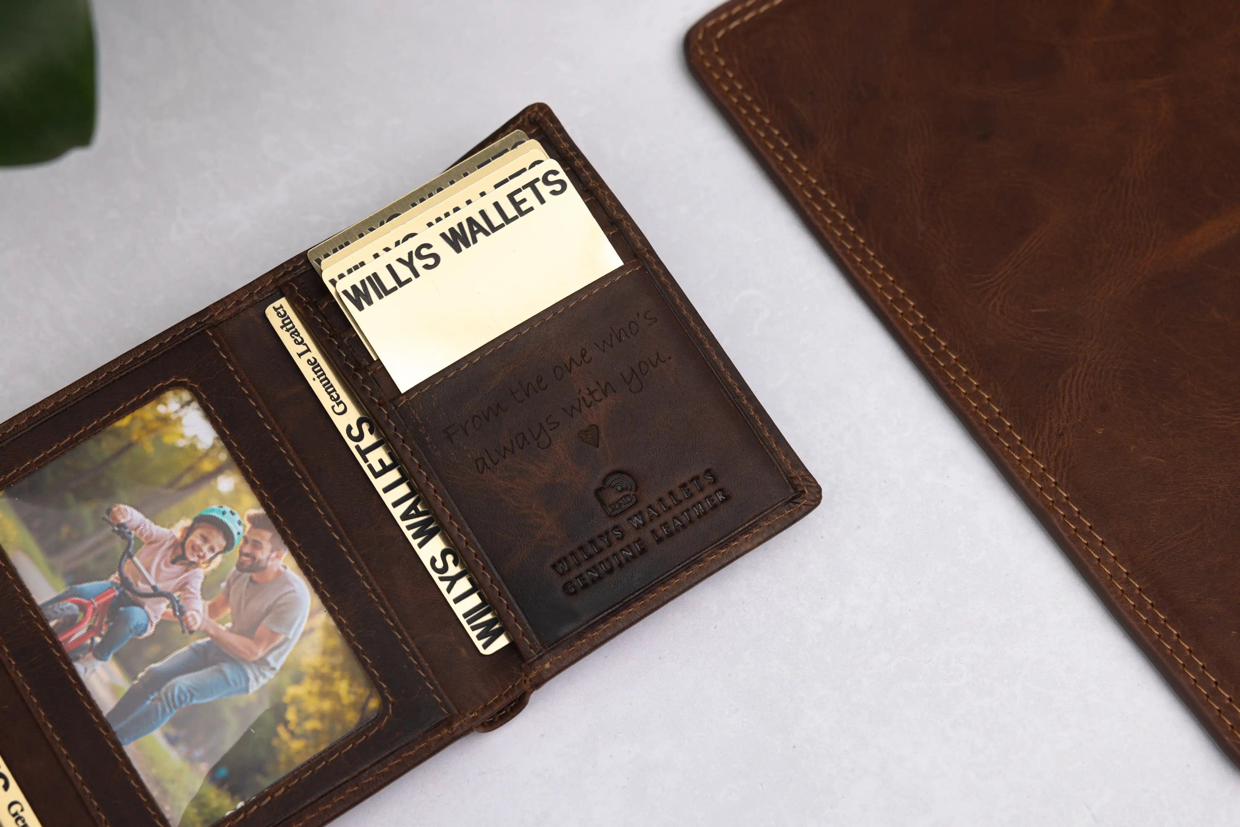 Personalised Brown Leather Wallet – Trifold Design with RFID Protection